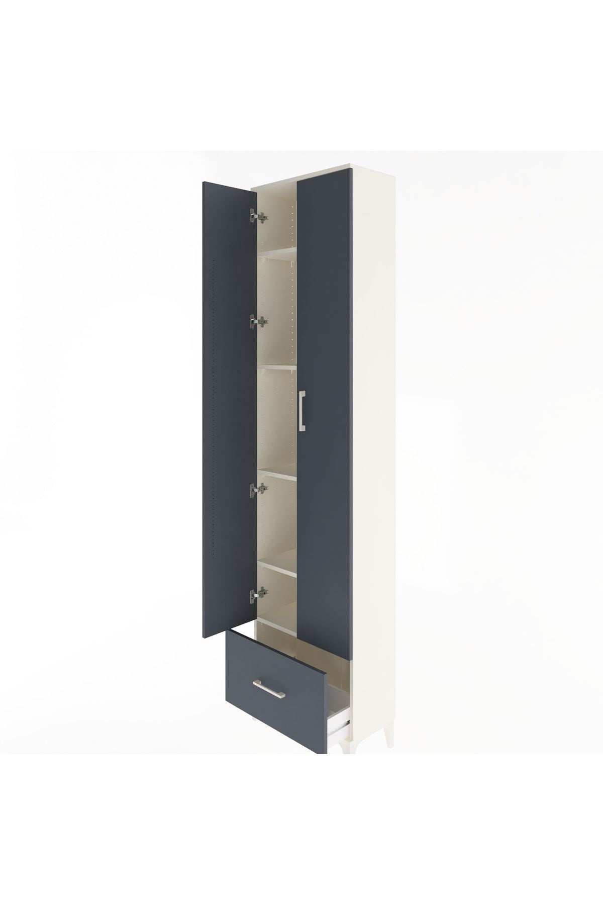 Arges Dolap 5 Raflı Tek Çekmeceli 2 Kapaklı 60x30x243 - S32M002V2A