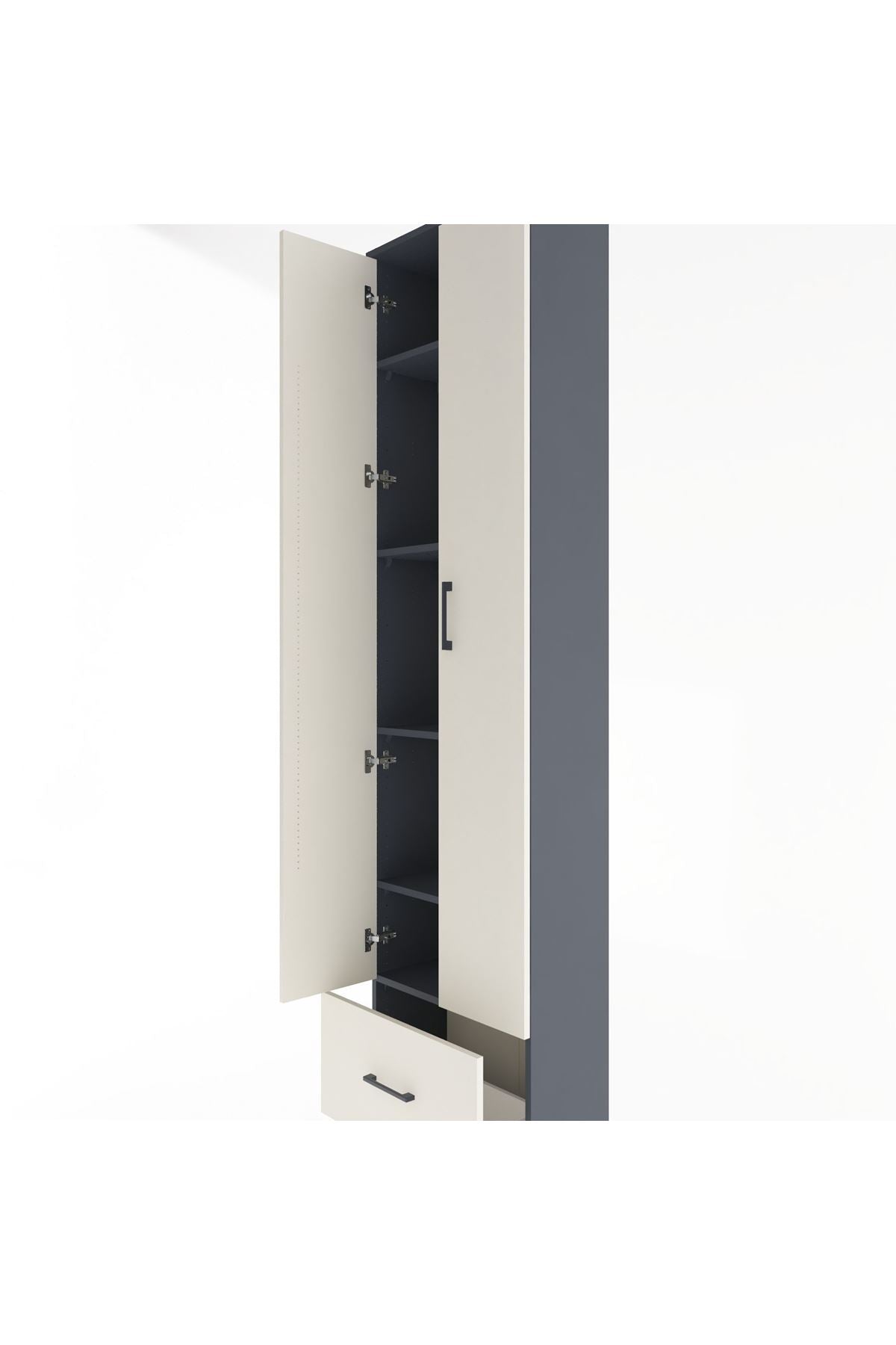 Arges Dolap 5 Raflı Tek Çekmeceli 2 Kapaklı 60x30x243 - S32M002V4A