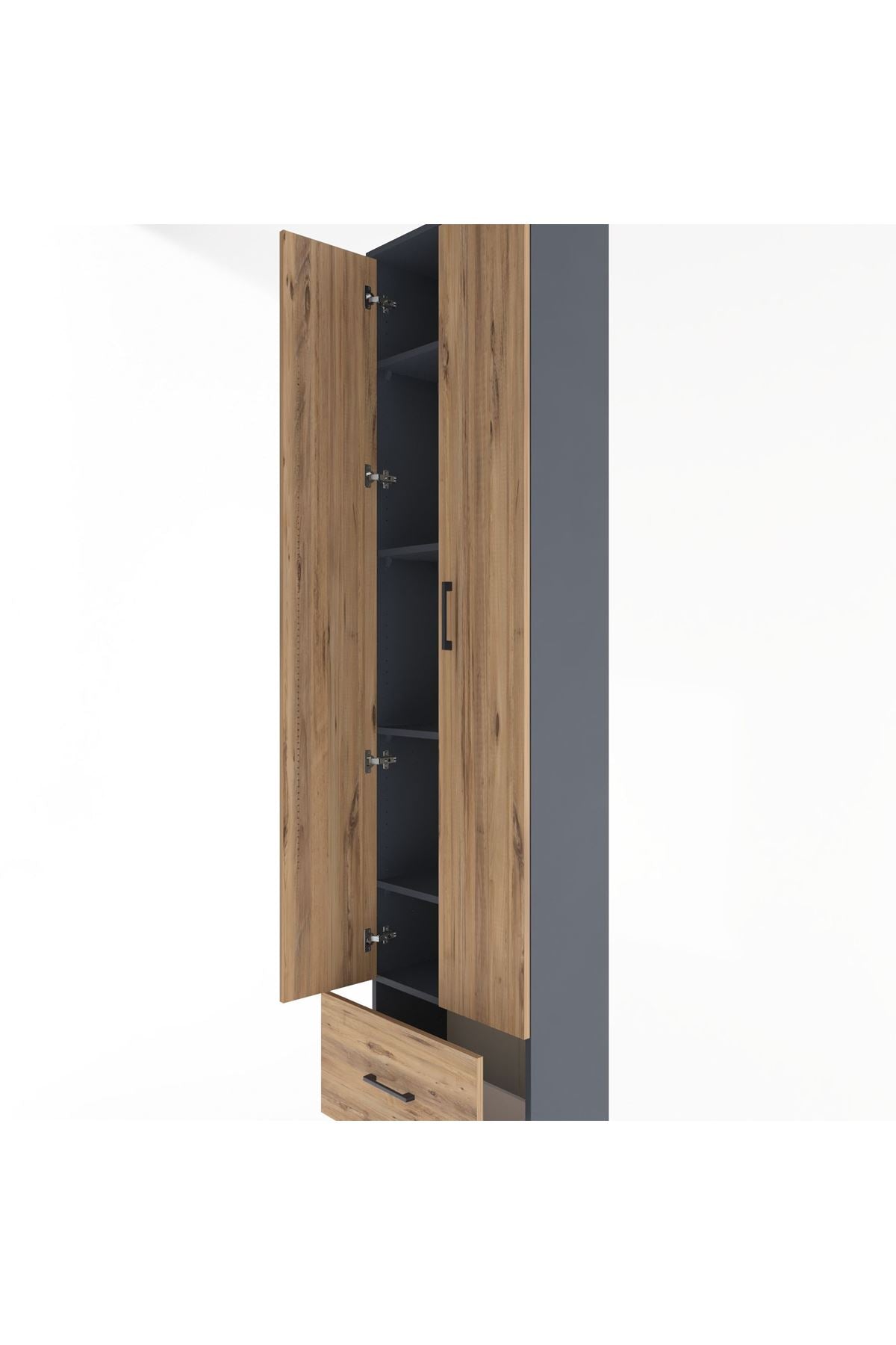 Arges Dolap 5 Raflı Tek Çekmeceli 2 Kapaklı 60x30x243 - S32M002V6A