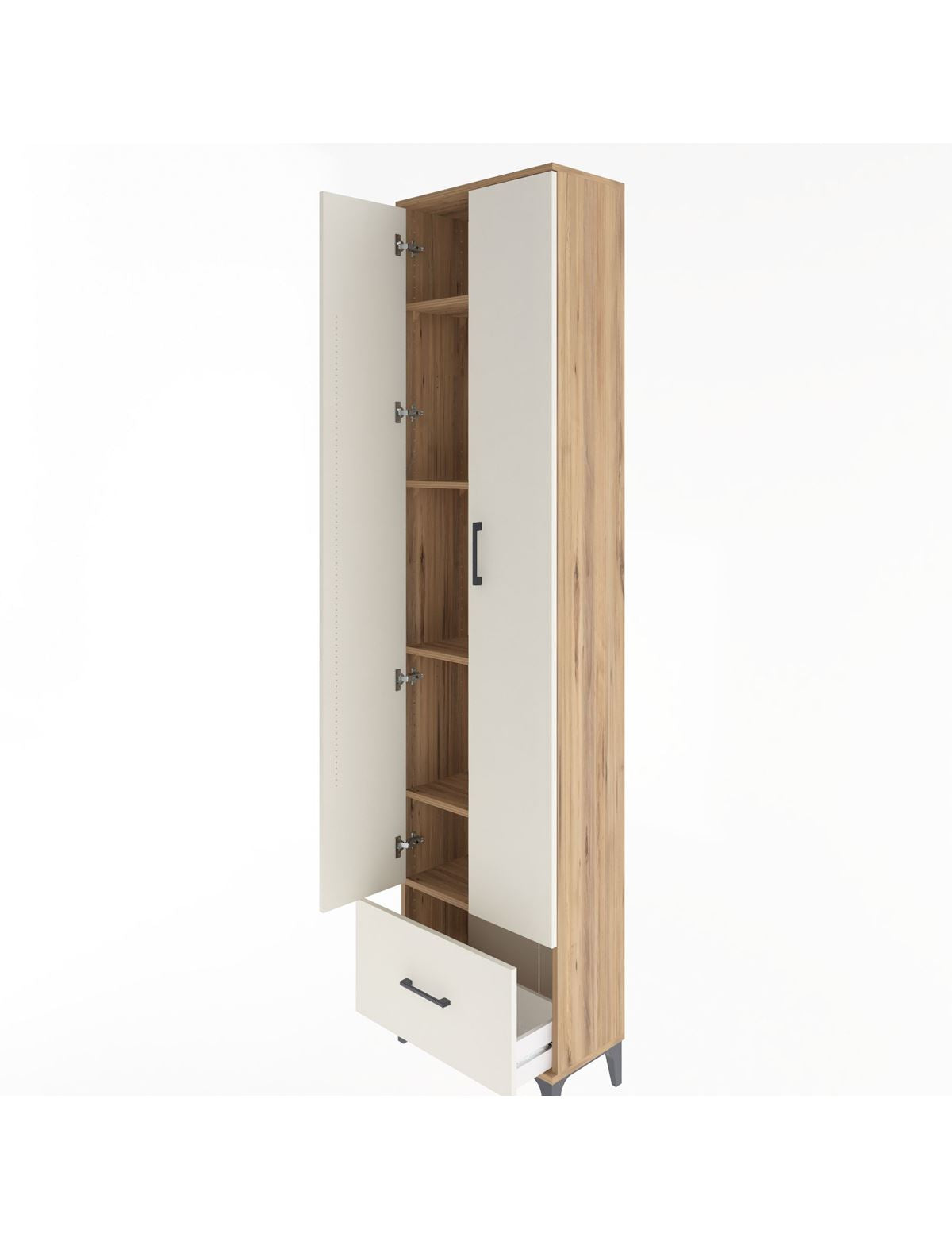 Arges Dolap 5 Raflı Tek Çekmeceli 2 Kapaklı 60x30x243 - S32M002V7A
