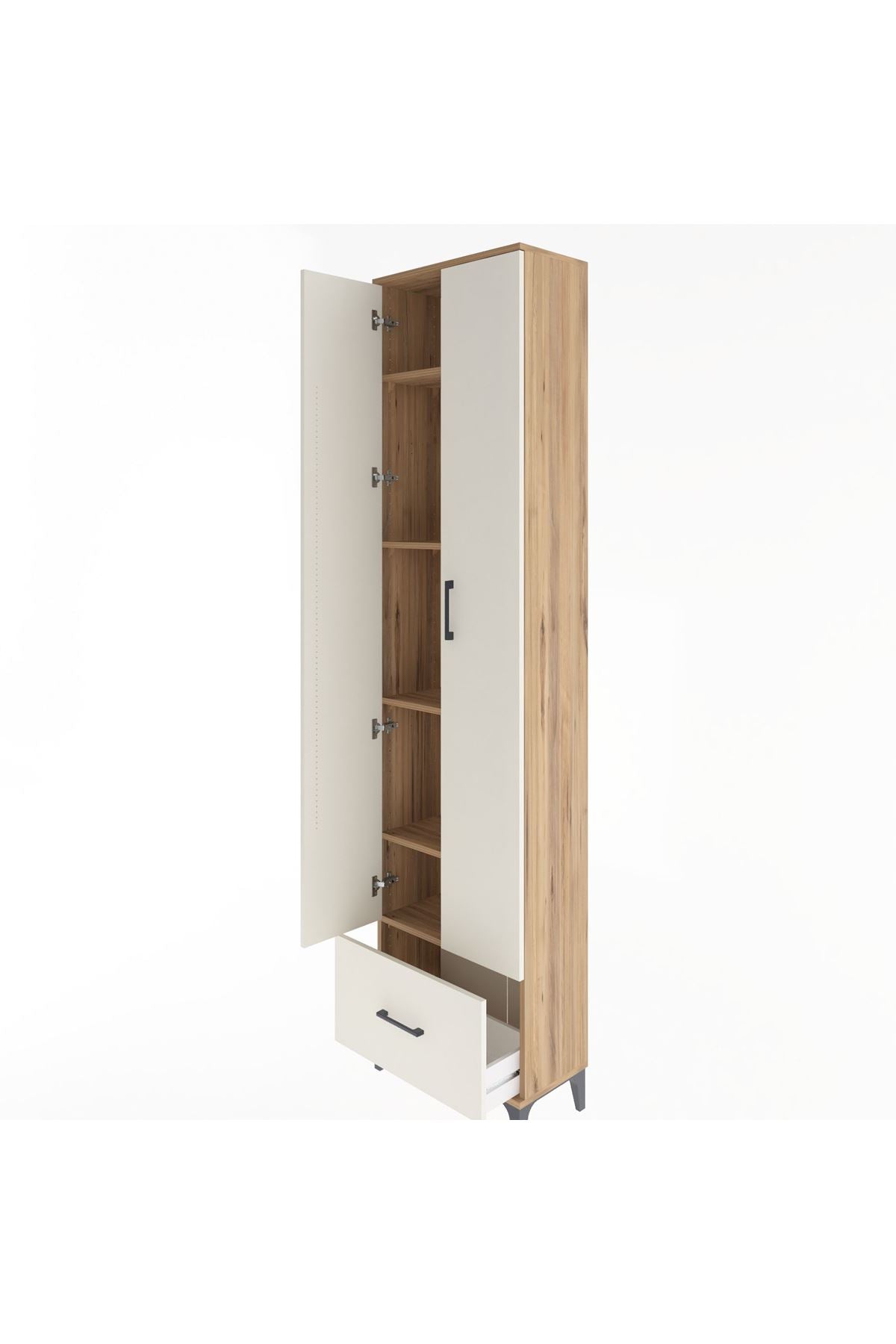 Arges Dolap 5 Raflı Tek Çekmeceli 2 Kapaklı 60x30x243 - S32M002V7A