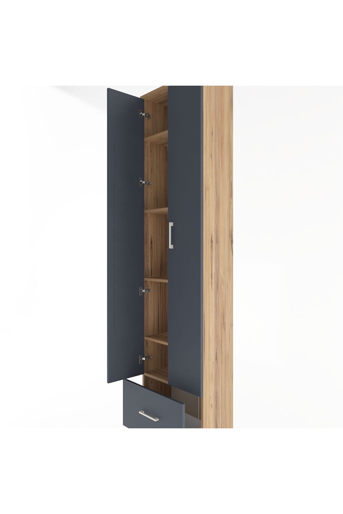 Arges Dolap 5 Raflı Tek Çekmeceli 2 Kapaklı 60x30x243 - S32M002V8A