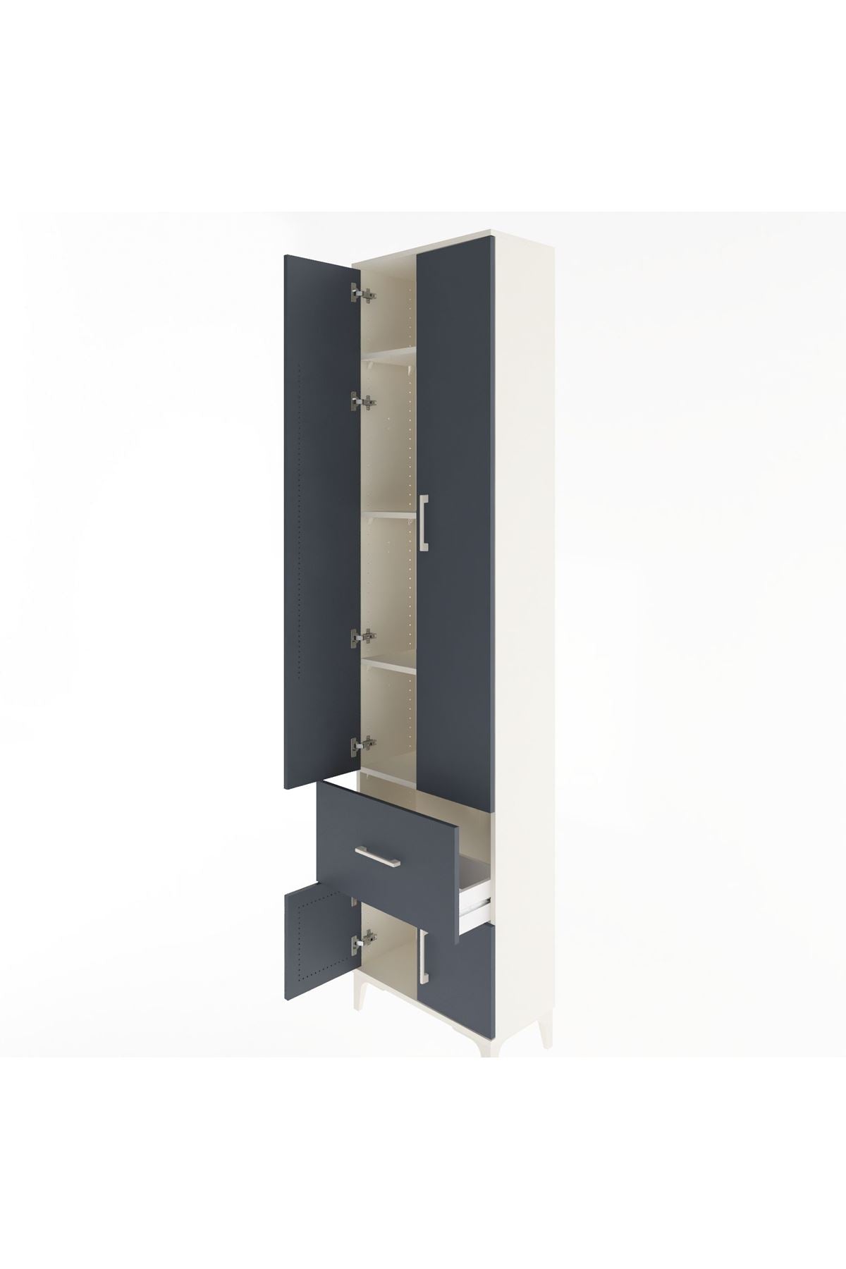 Arges Dolap 4 Raflı Tek Çekmeceli 4 Kapaklı 60x30x243 - S32M003V2A