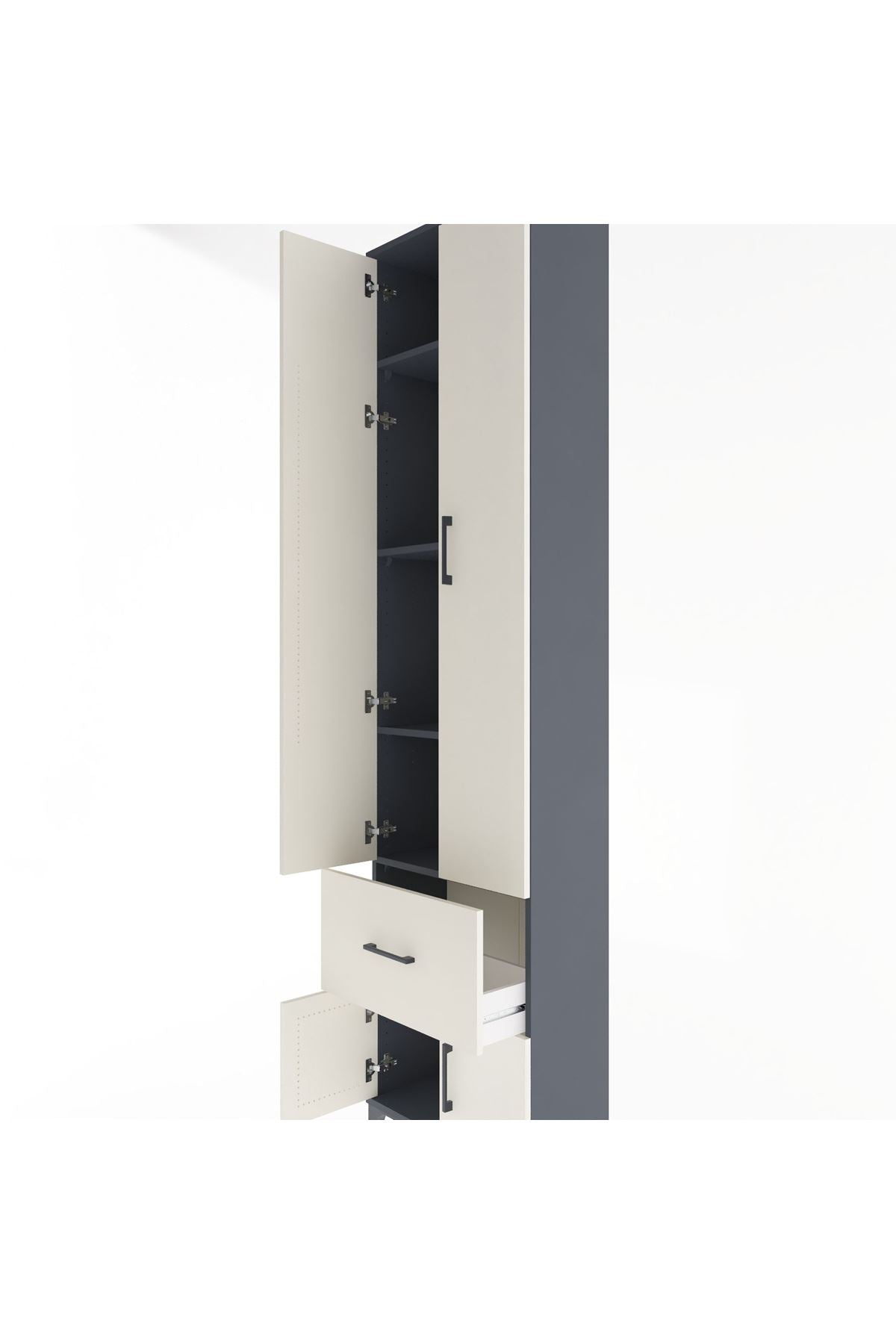 Arges Dolap 4 Raflı Tek Çekmeceli 4 Kapaklı 60x30x243 - S32M003V4A