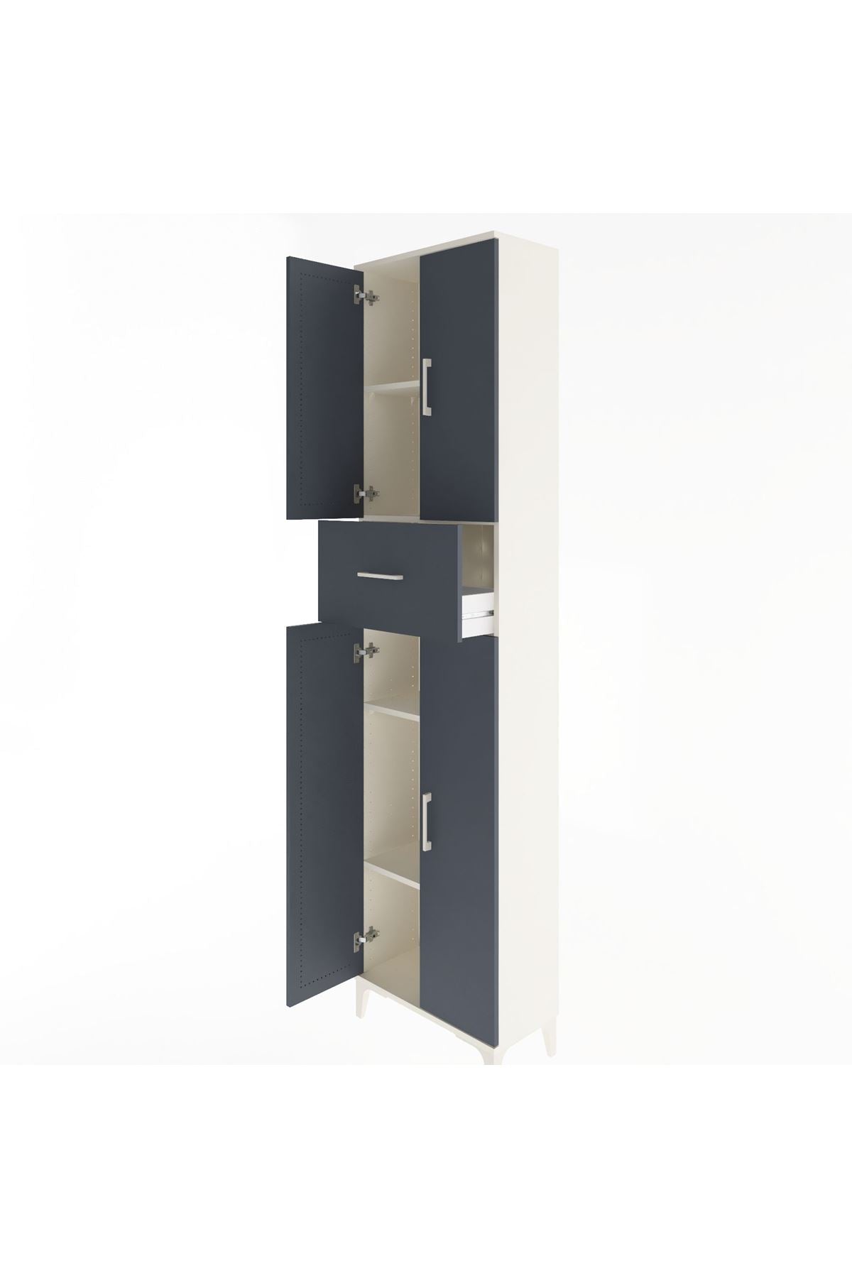 Arges Dolap 4 Raflı Tek Çekmeceli 4 Kapaklı 60x30x243 - S32M005V2A