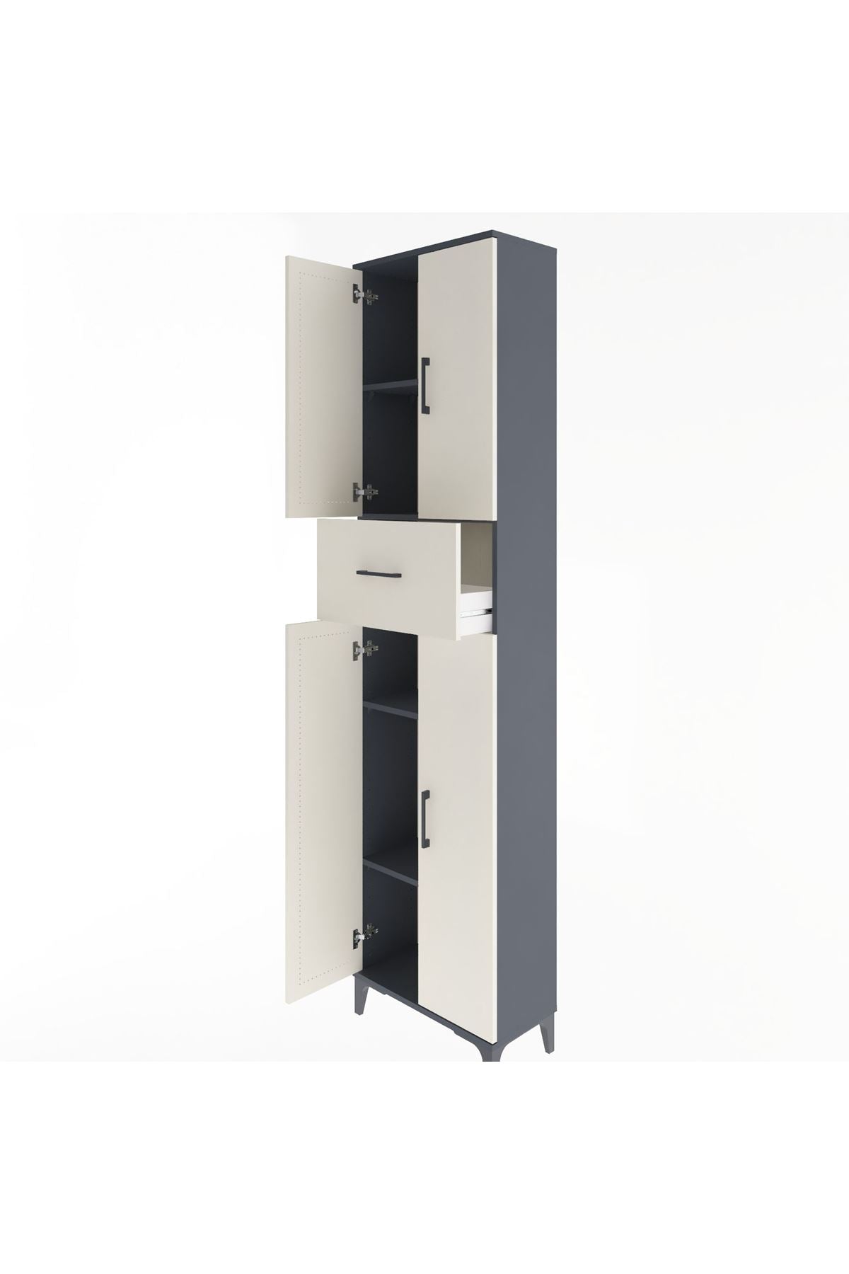 Arges Dolap 4 Raflı Tek Çekmeceli 4 Kapaklı 60x30x243 - S32M005V4A