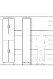 Arges Dolap 4 Raflı Tek Çekmeceli 4 Kapaklı 60x30x243 - S32M005V6A