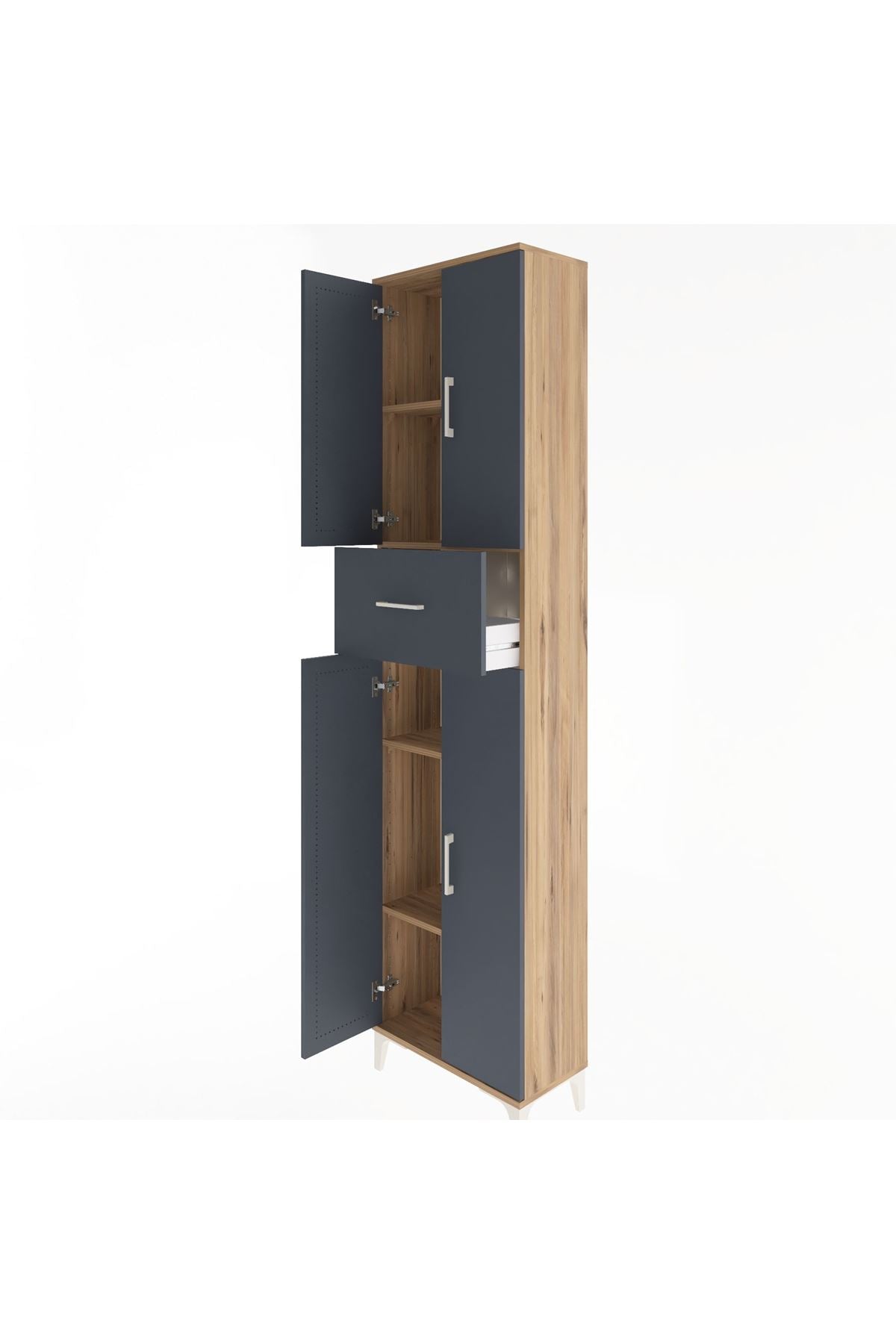 Arges Dolap 4 Raflı Tek Çekmeceli 4 Kapaklı 60x30x243 - S32M005V8A