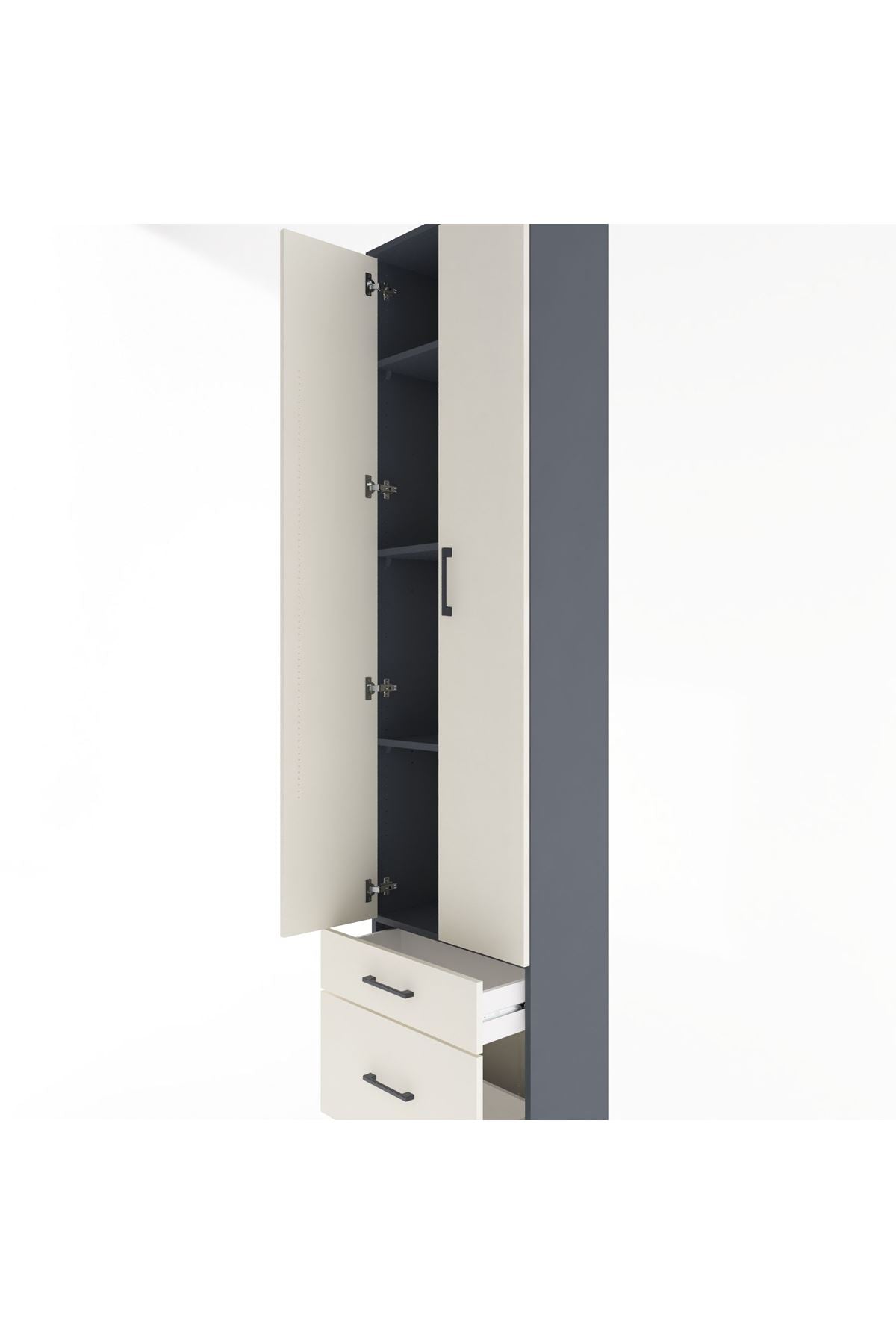 Arges Dolap 4 Raflı 2 Çekmeceli 2 Kapaklı 60x30x243 - S32M006V4A
