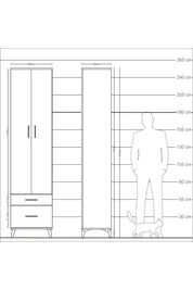 Arges Dolap 4 Raflı 2 Çekmeceli 2 Kapaklı 60x30x243 - S32M006V8A
