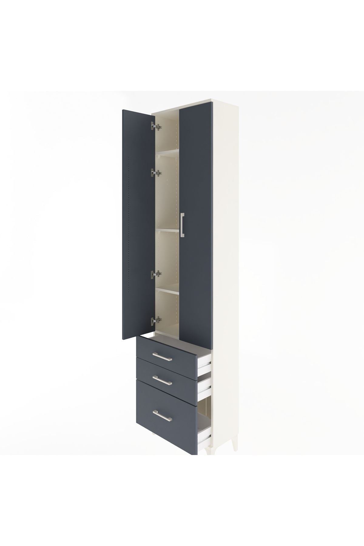 Arges Dolap 4 Raflı 3 Çekmeceli 2 Kapaklı 60x30x243 - S32M007V2A