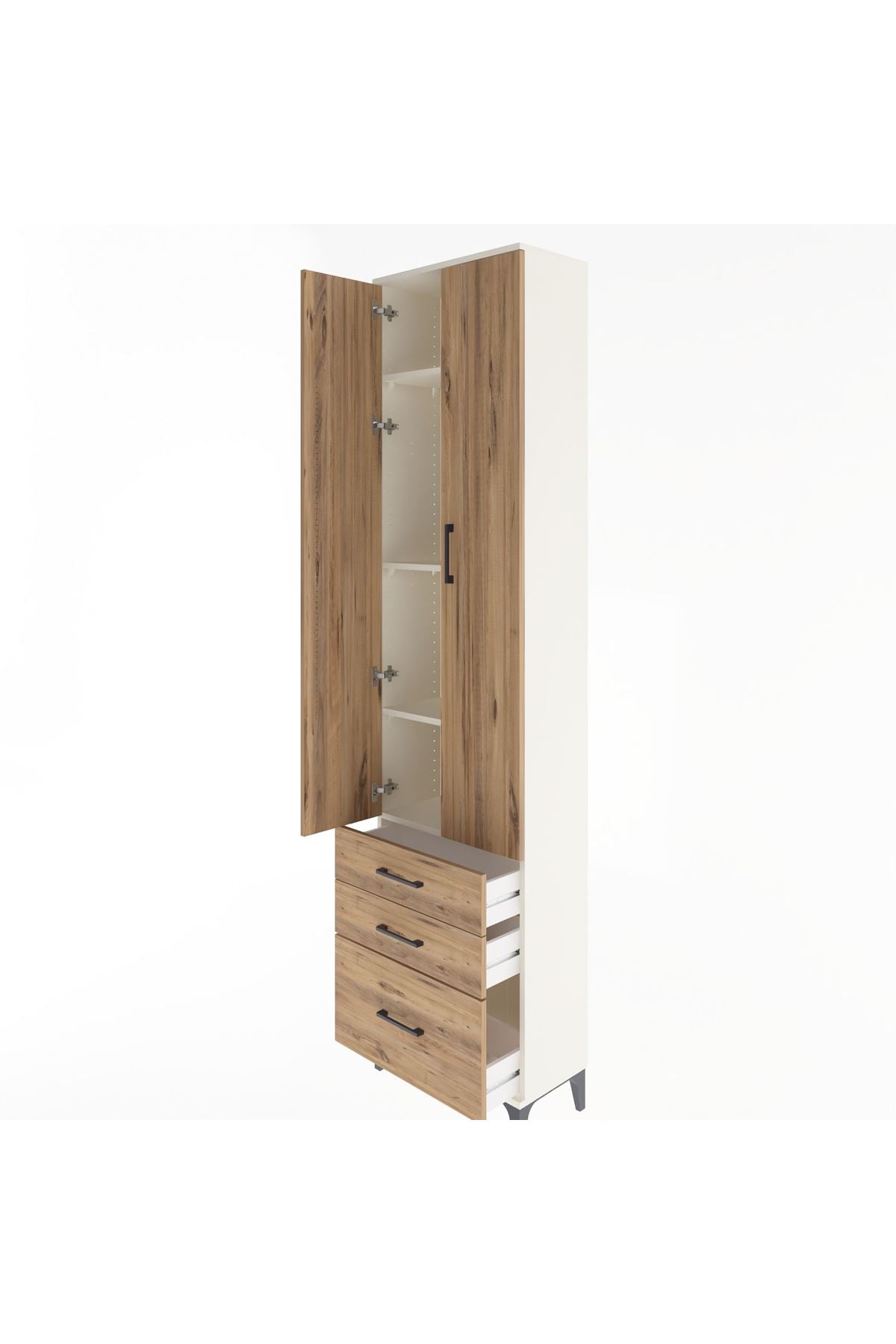 Arges Dolap 4 Raflı 3 Çekmeceli 2 Kapaklı 60x30x243 - S32M007V3A