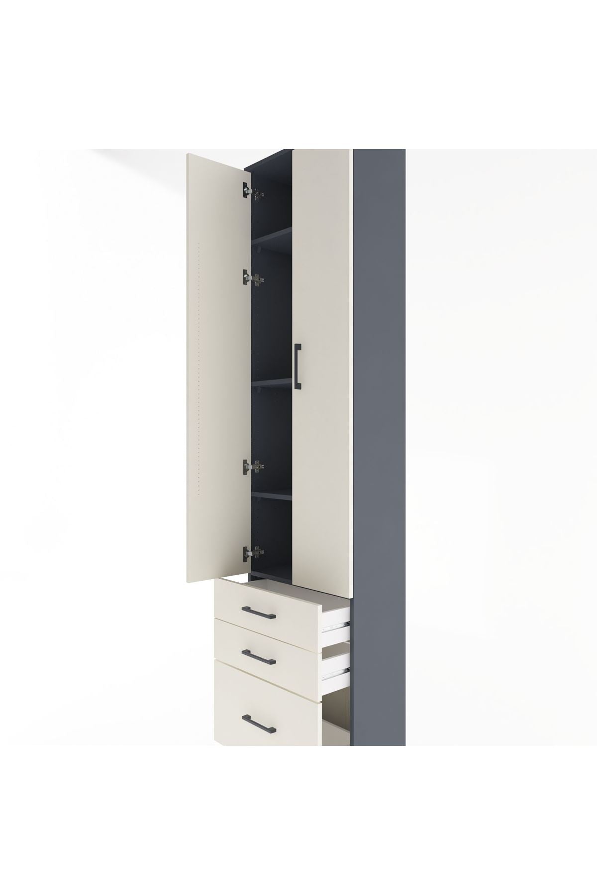 Arges Dolap 4 Raflı 3 Çekmeceli 2 Kapaklı 60x30x243 - S32M007V4A