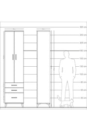 Arges Dolap 4 Raflı 3 Çekmeceli 2 Kapaklı 60x30x243 - S32M007V4A