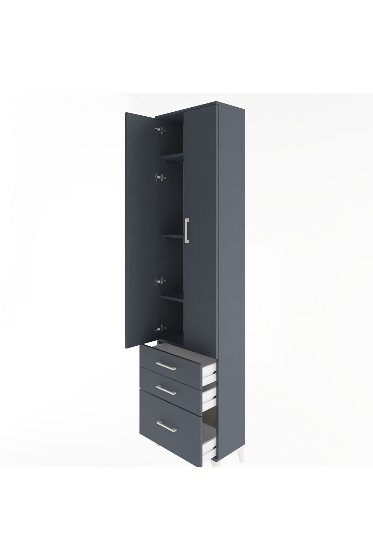 Arges Dolap 4 Raflı 3 Çekmeceli 2 Kapaklı 60x30x243 - S32M007V5A