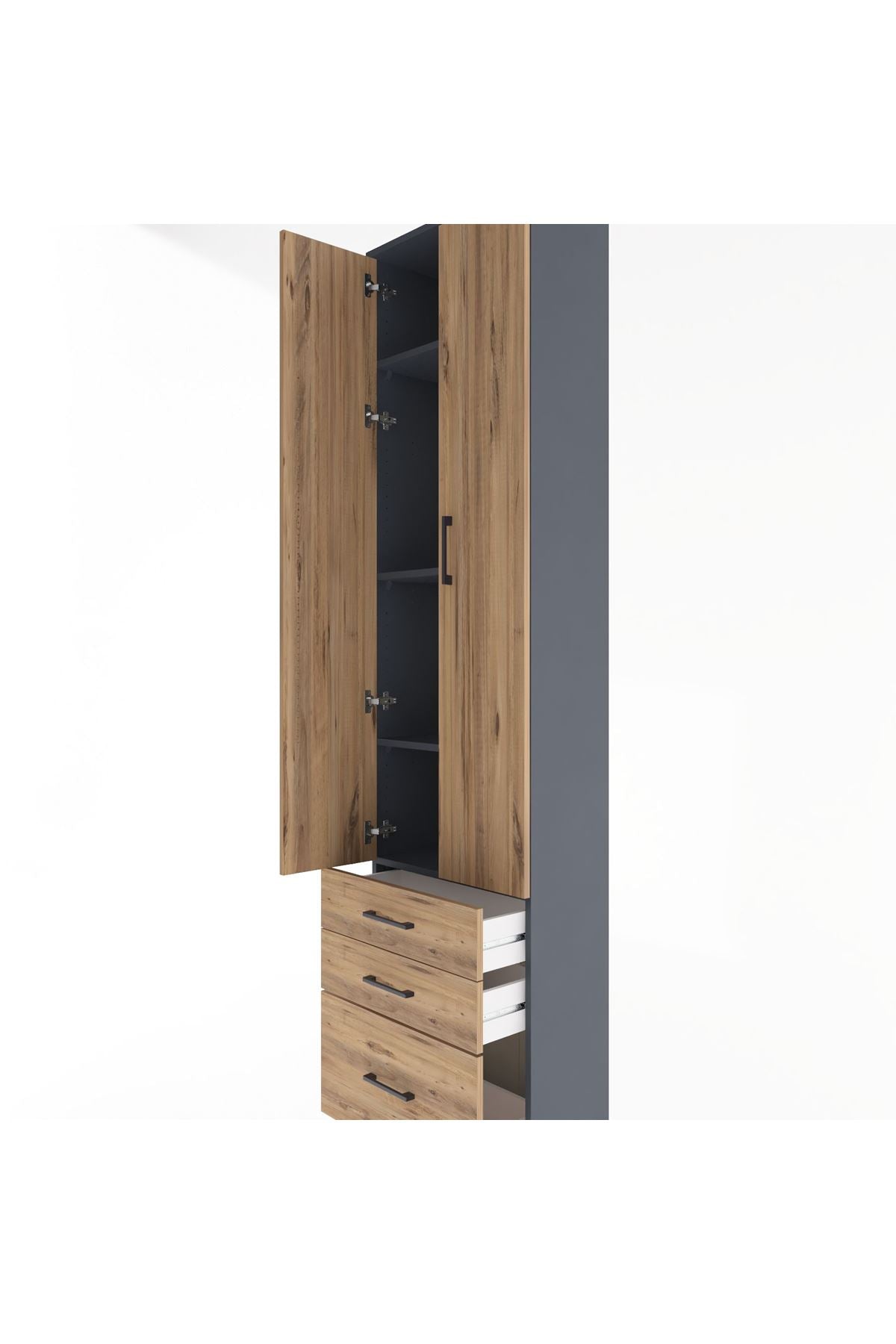 Arges Dolap 4 Raflı 3 Çekmeceli 2 Kapaklı 60x30x243 - S32M007V6A