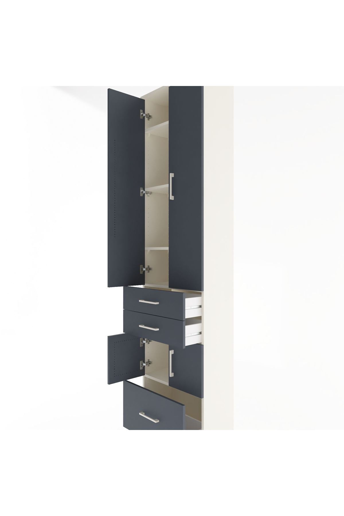 Arges Dolap 5 Raflı 3 Çekmeceli 4 Kapaklı 60x30x243 - S32M008V2A