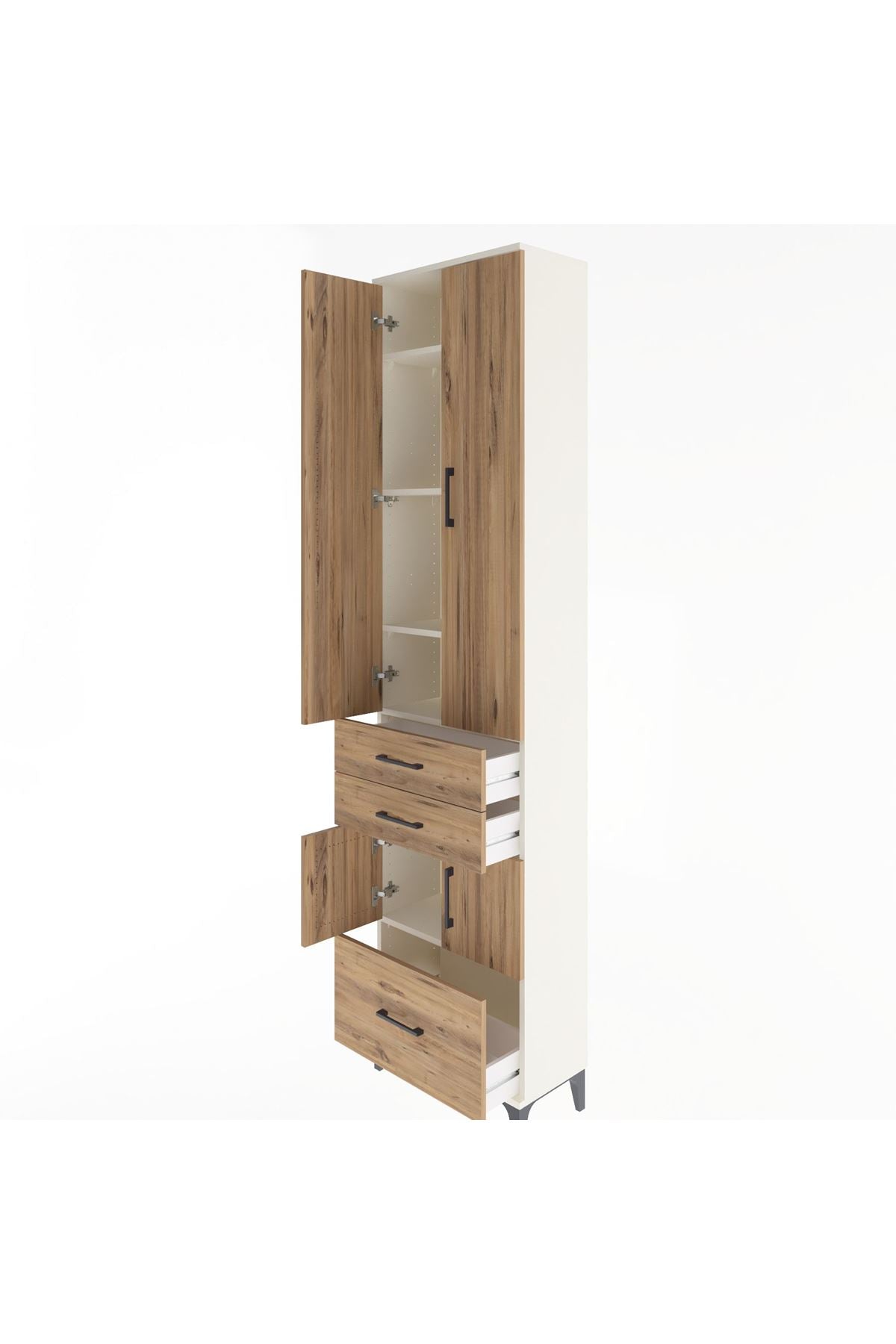 Arges Dolap 5 Raflı 3 Çekmeceli 4 Kapaklı 60x30x243 - S32M008V3A