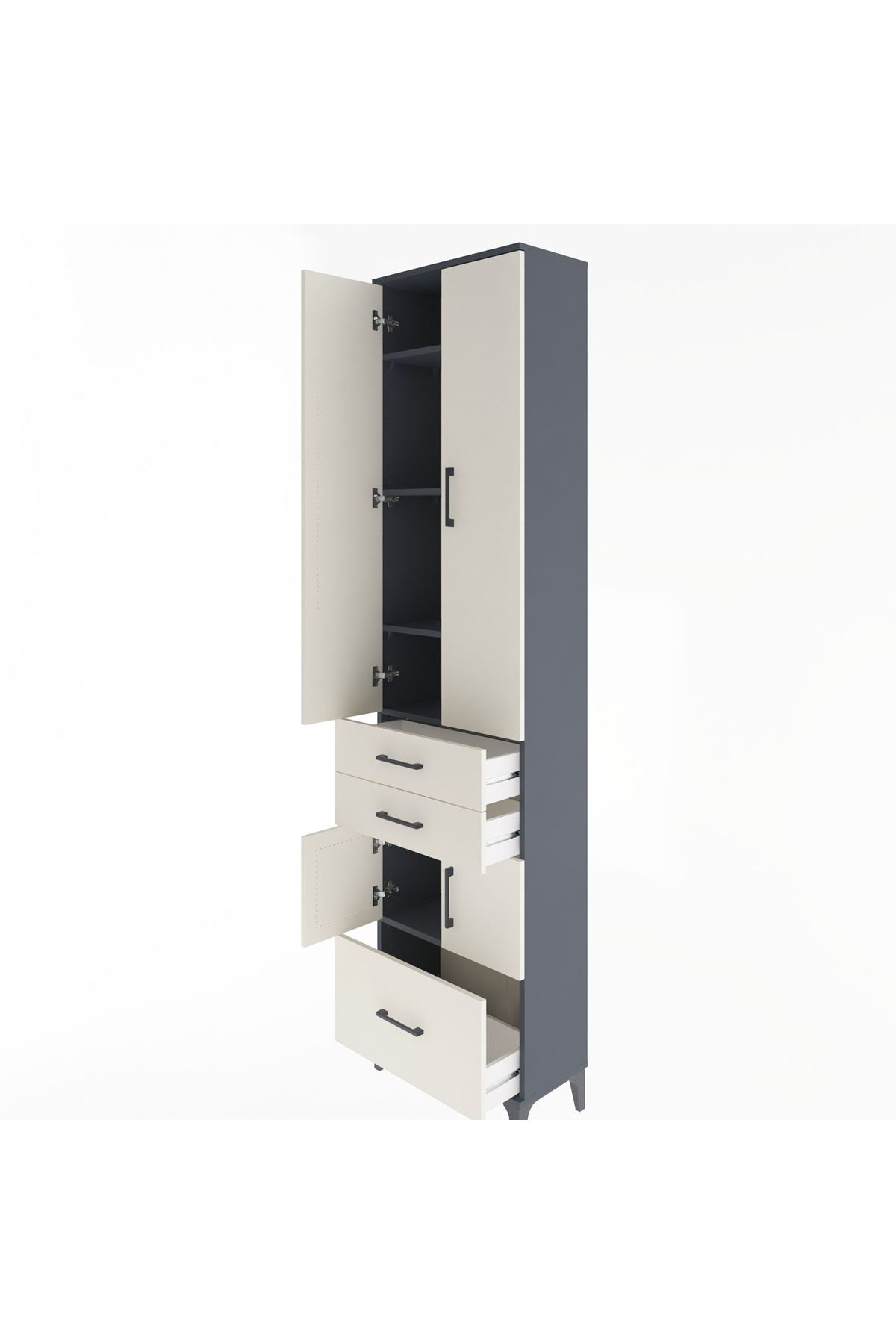 Arges Dolap 5 Raflı 3 Çekmeceli 4 Kapaklı 60x30x243 - S32M008V4A