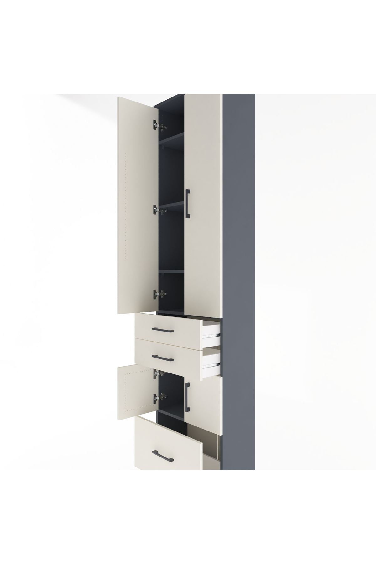 Arges Dolap 5 Raflı 3 Çekmeceli 4 Kapaklı 60x30x243 - S32M008V4A