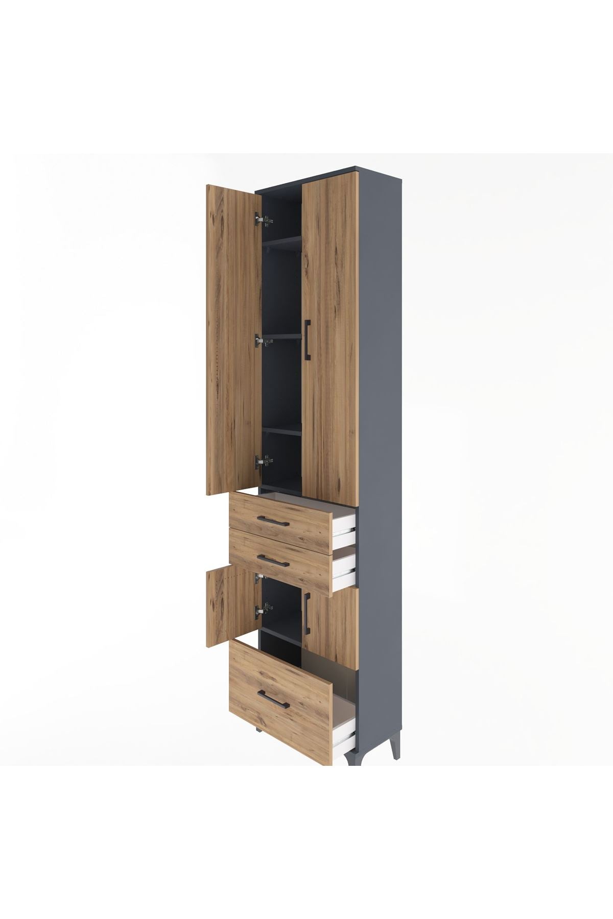 Arges Dolap 5 Raflı 3 Çekmeceli 4 Kapaklı 60x30x243 - S32M008V6A