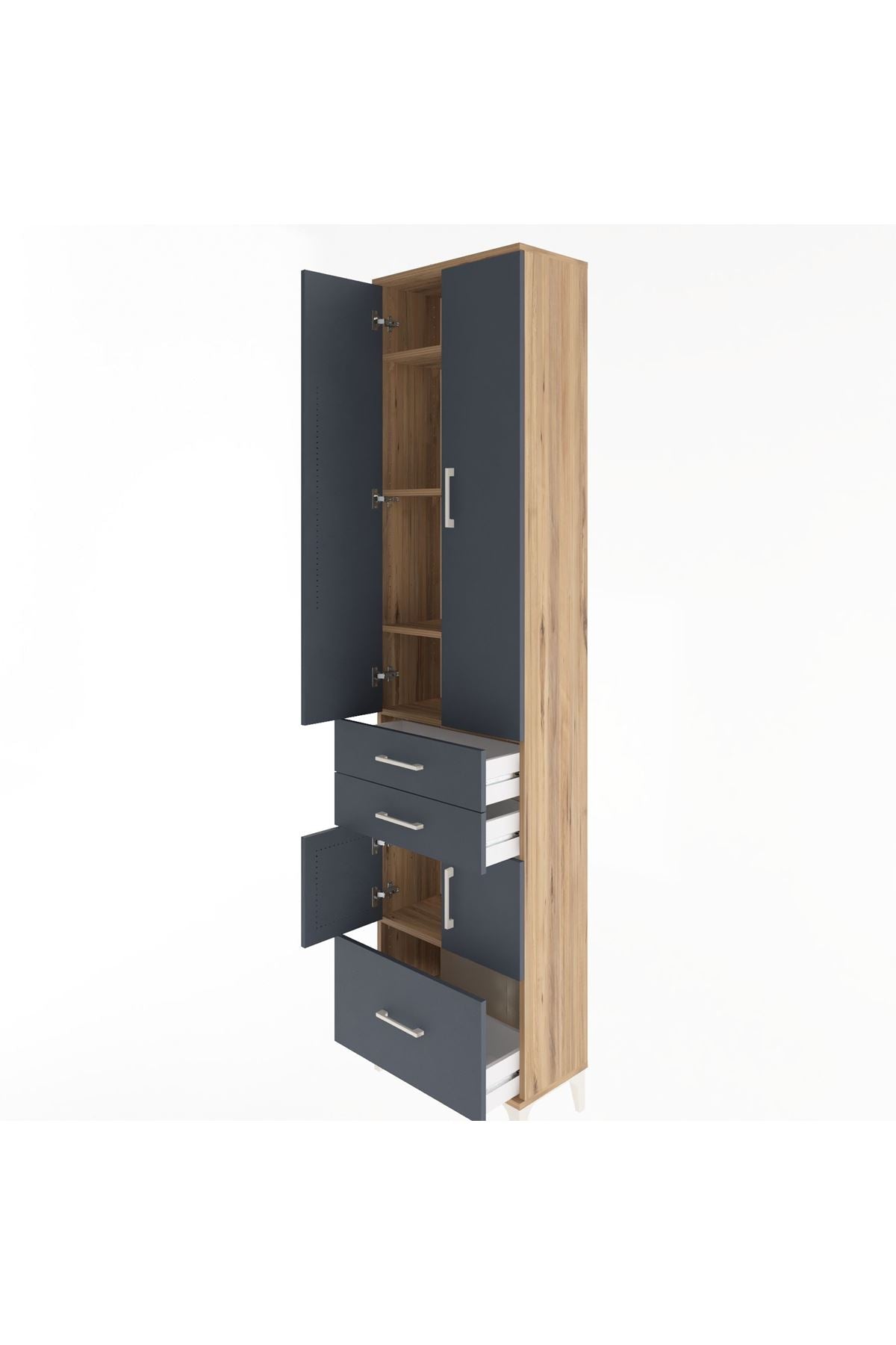 Arges Dolap 5 Raflı 3 Çekmeceli 4 Kapaklı 60x30x243 - S32M008V8A