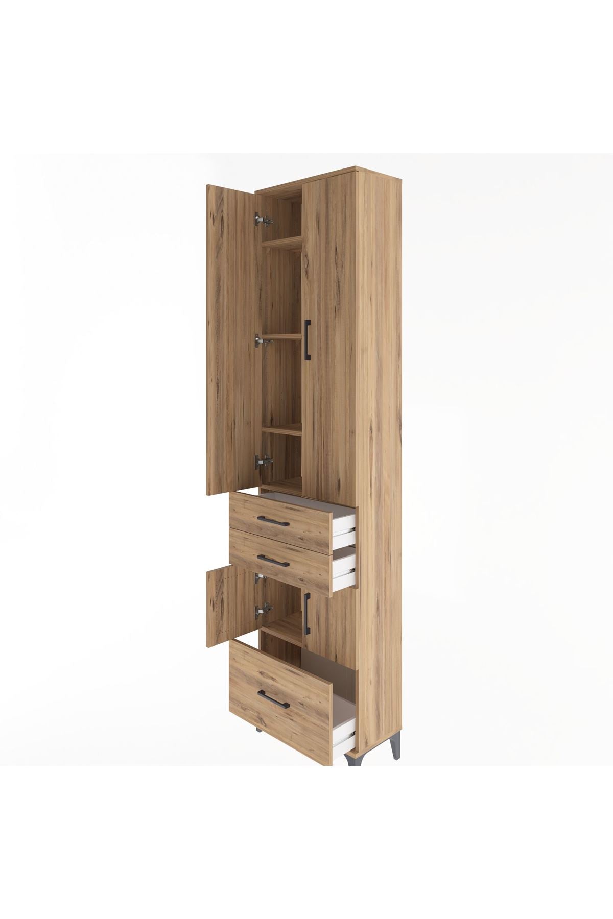 Arges Dolap 5 Raflı 3 Çekmeceli 4 Kapaklı 60x30x243 - S32M008V9A