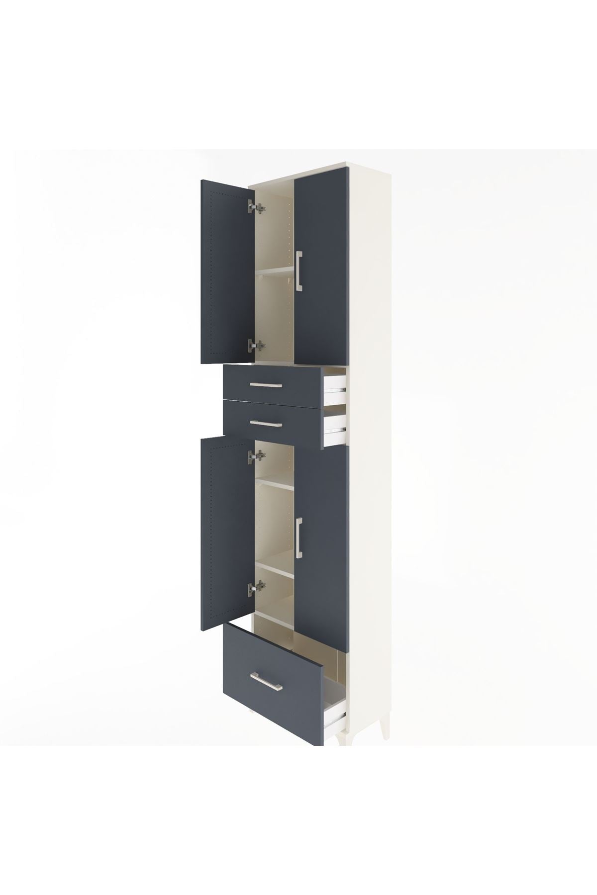 Arges Dolap 5 Raflı 3 Çekmeceli 4 Kapaklı 60x30x243 - S32M009V2A