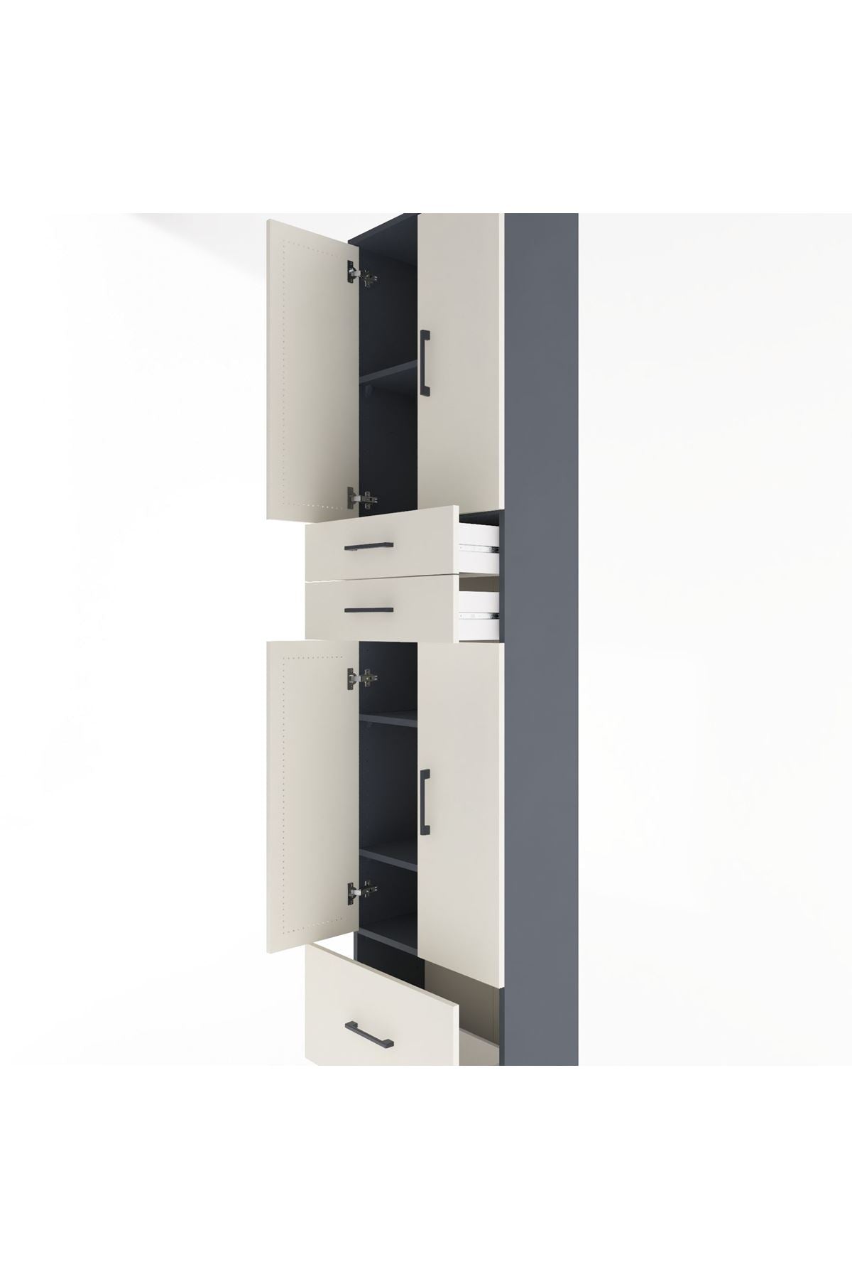 Arges Dolap 5 Raflı 3 Çekmeceli 4 Kapaklı 60x30x243 - S32M009V4A