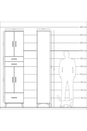 Arges Dolap 5 Raflı 3 Çekmeceli 4 Kapaklı 60x30x243 - S32M009V7A