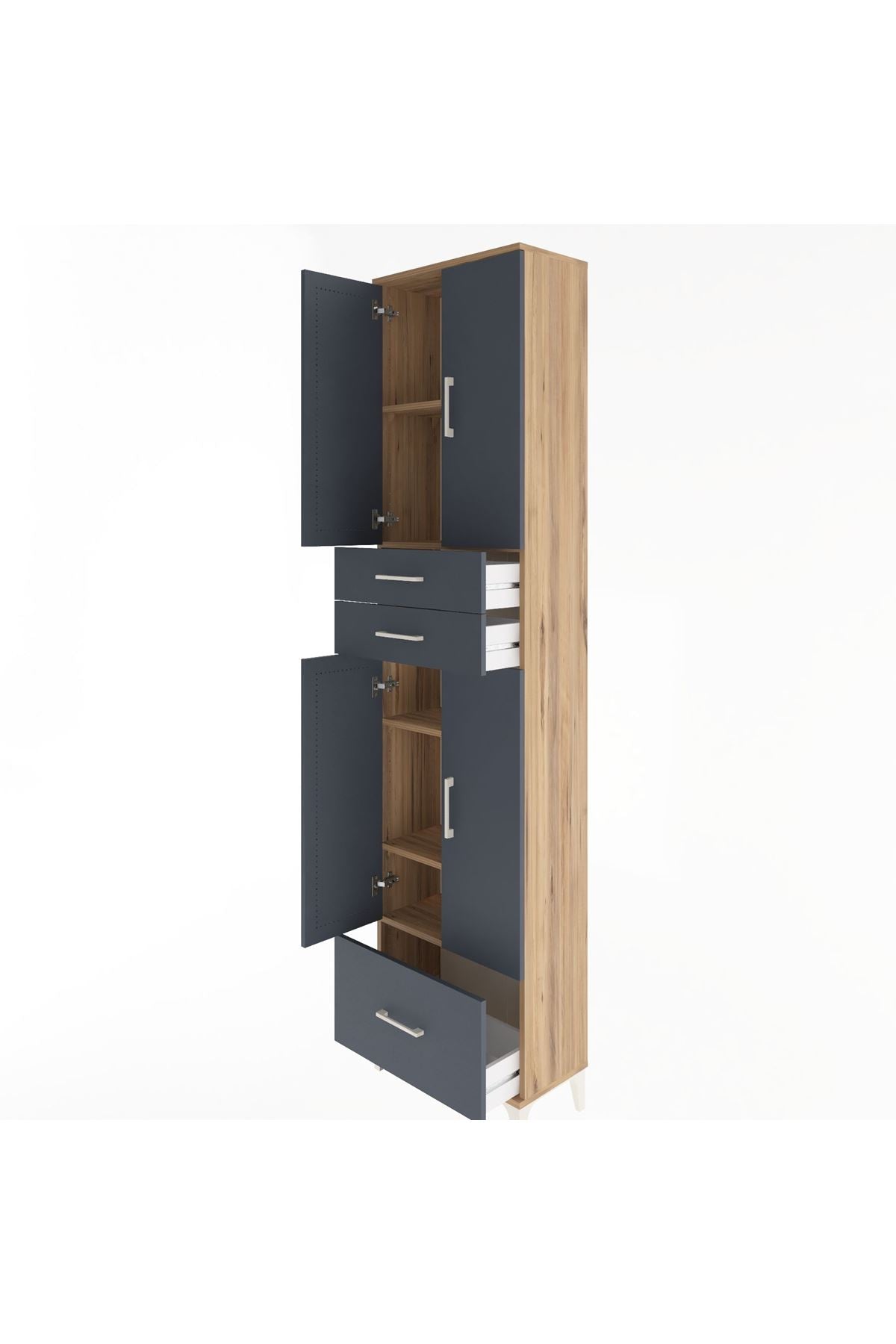 Arges Dolap 5 Raflı 3 Çekmeceli 4 Kapaklı 60x30x243 - S32M009V8A