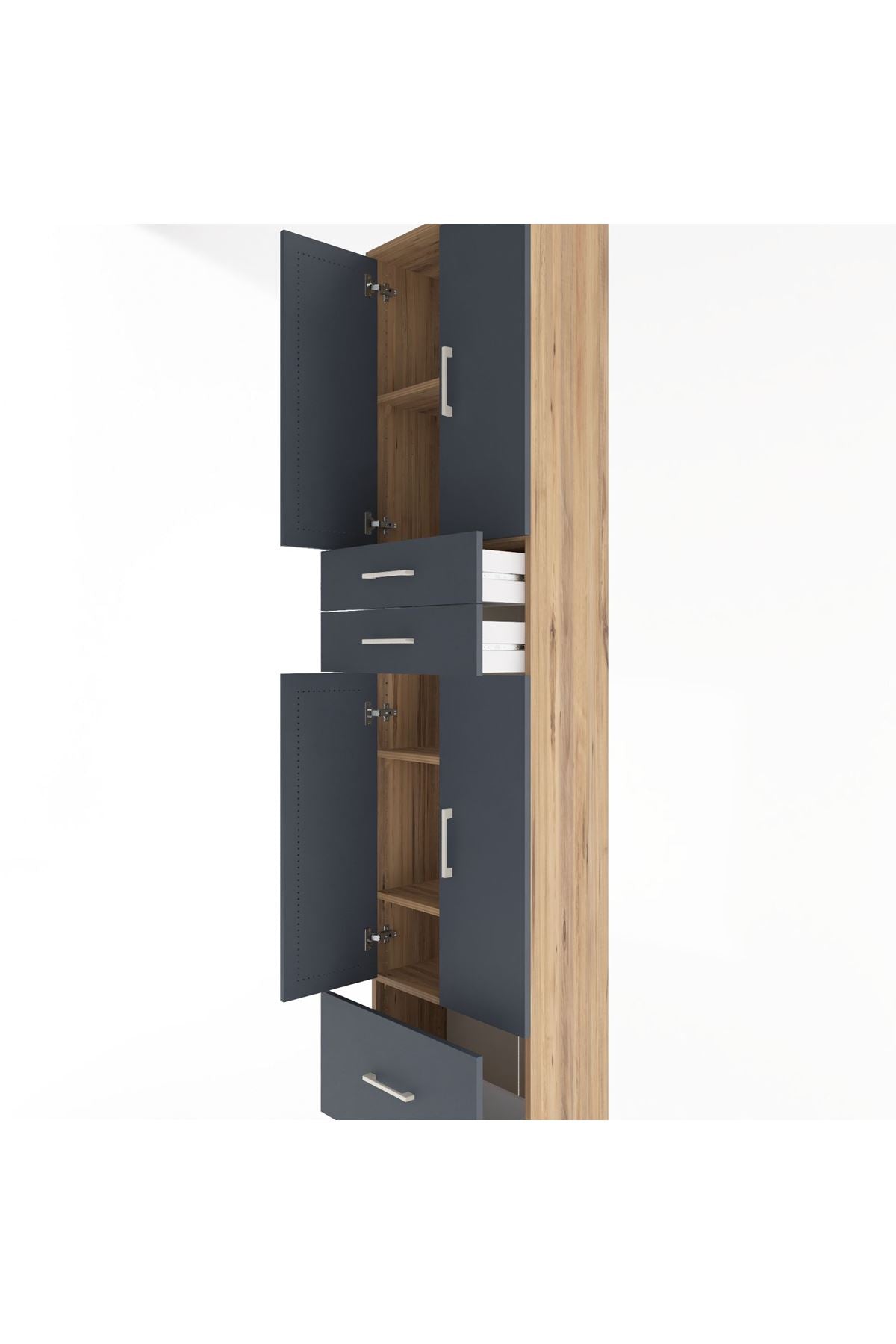 Arges Dolap 5 Raflı 3 Çekmeceli 4 Kapaklı 60x30x243 - S32M009V8A
