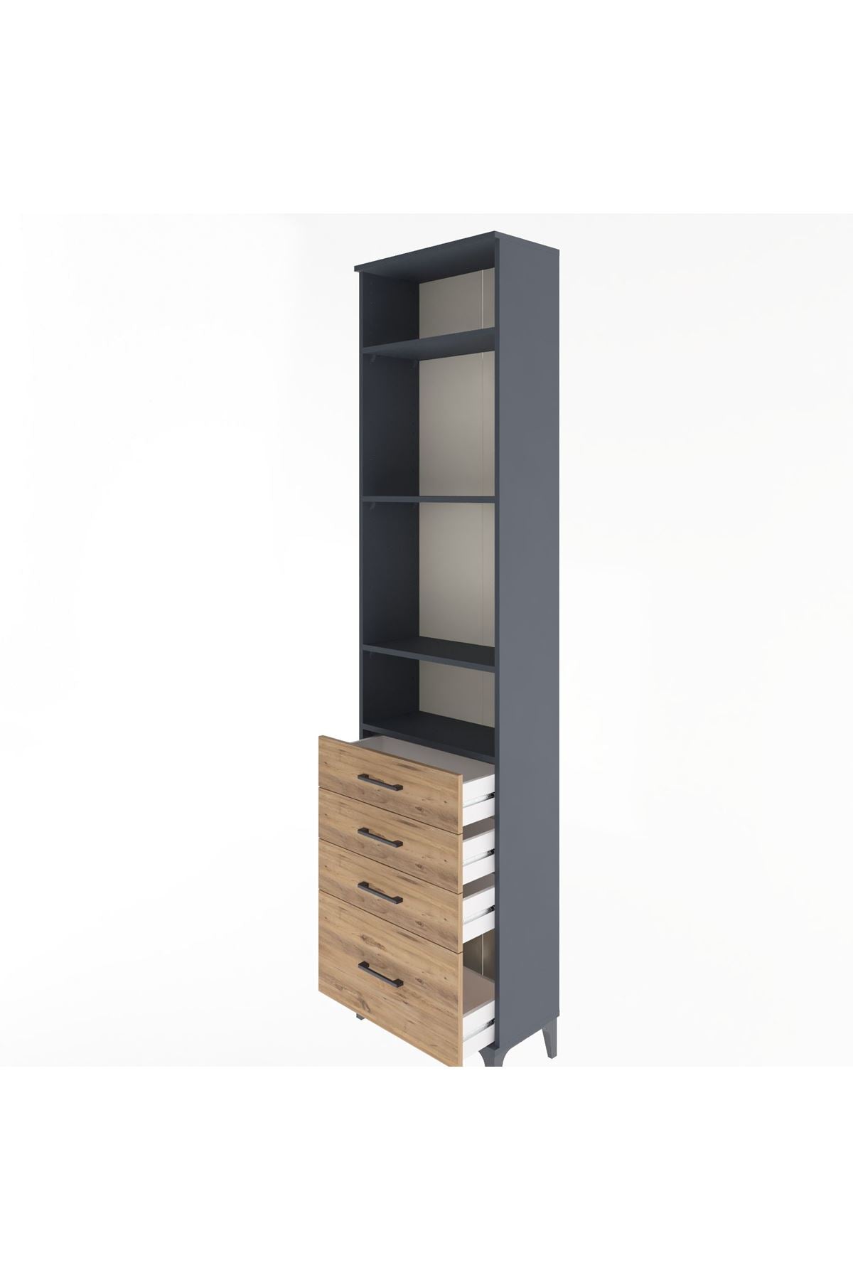 Arges Dolap 4 Raflı 4 Çekmeceli 60x30x243 - S32M010V6A