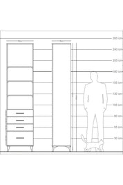 Arges Dolap 4 Raflı 4 Çekmeceli 60x30x243 - S32M010V9A