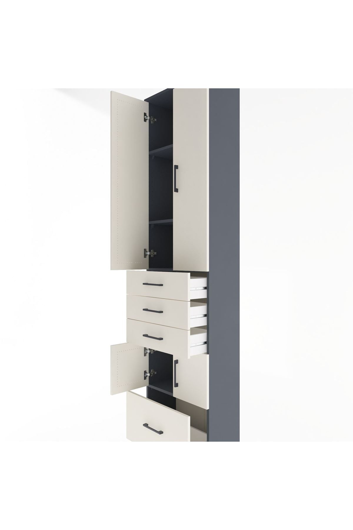 Arges Dolap 4 Raflı 4 Çekmeceli 4 Kapaklı 60x30x243 - S32M011V4A