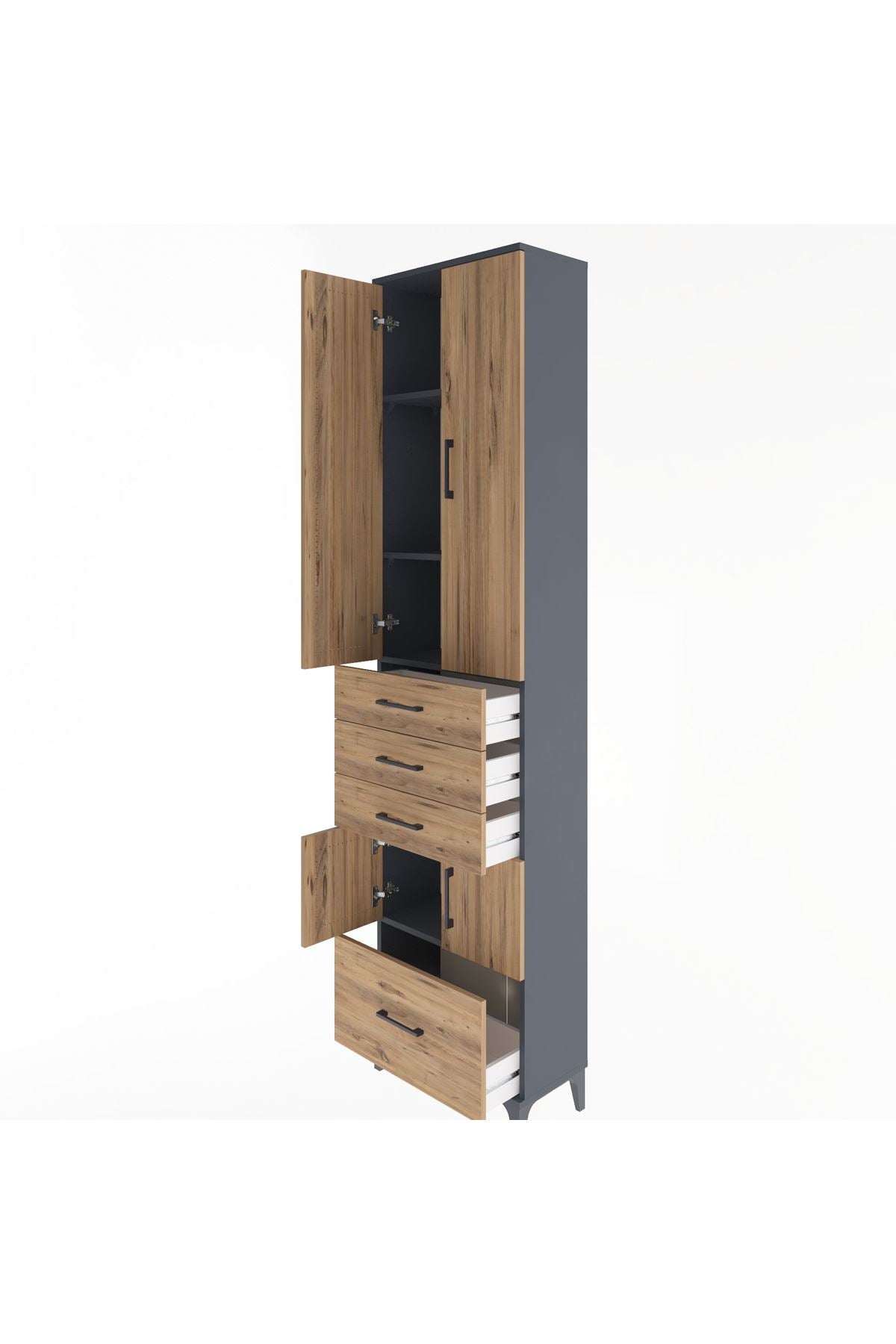 Arges Dolap 4 Raflı 4 Çekmeceli 4 Kapaklı 60x30x243 - S32M011V6A