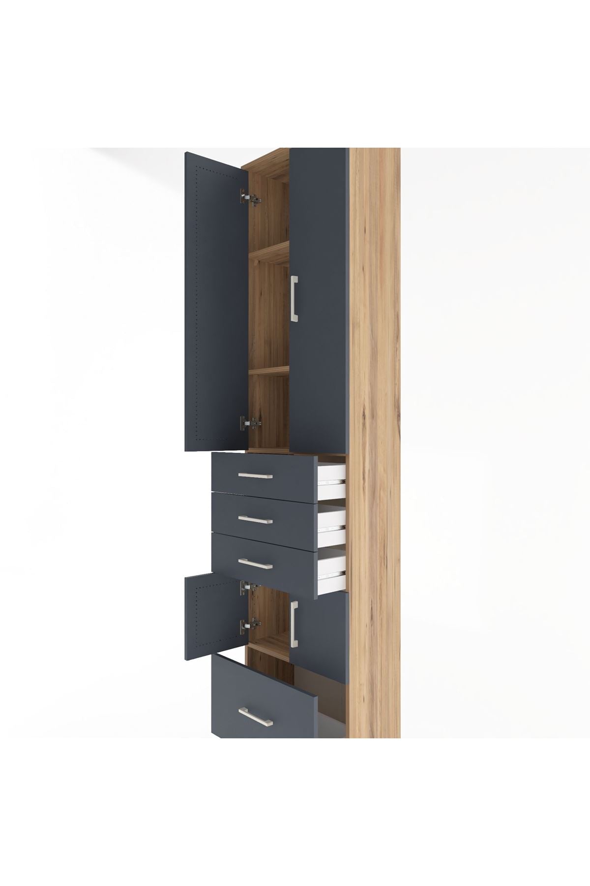 Arges Dolap 4 Raflı 4 Çekmeceli 4 Kapaklı 60x30x243 - S32M011V8A