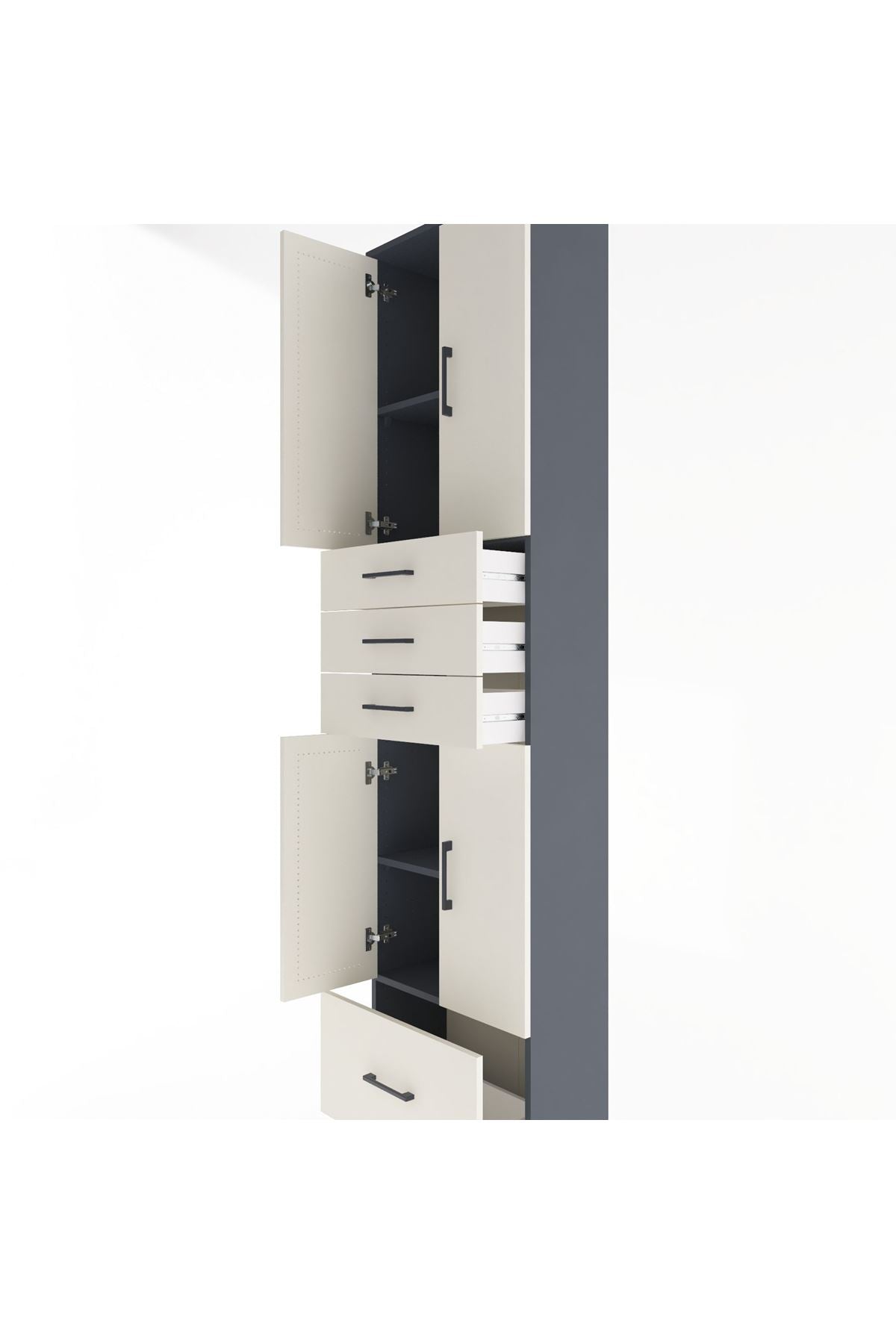 Arges Dolap 4 Raflı 4 Çekmeceli 4 Kapaklı 60x30x243 - S32M012V4A