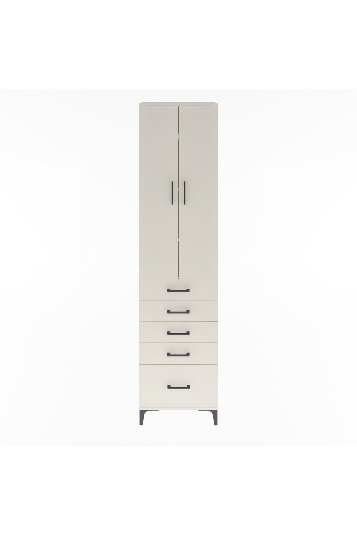 Arges Dolap 4 Raflı 5 Çekmeceli 2 Kapaklı 60x30x243 - S32M013V1A
