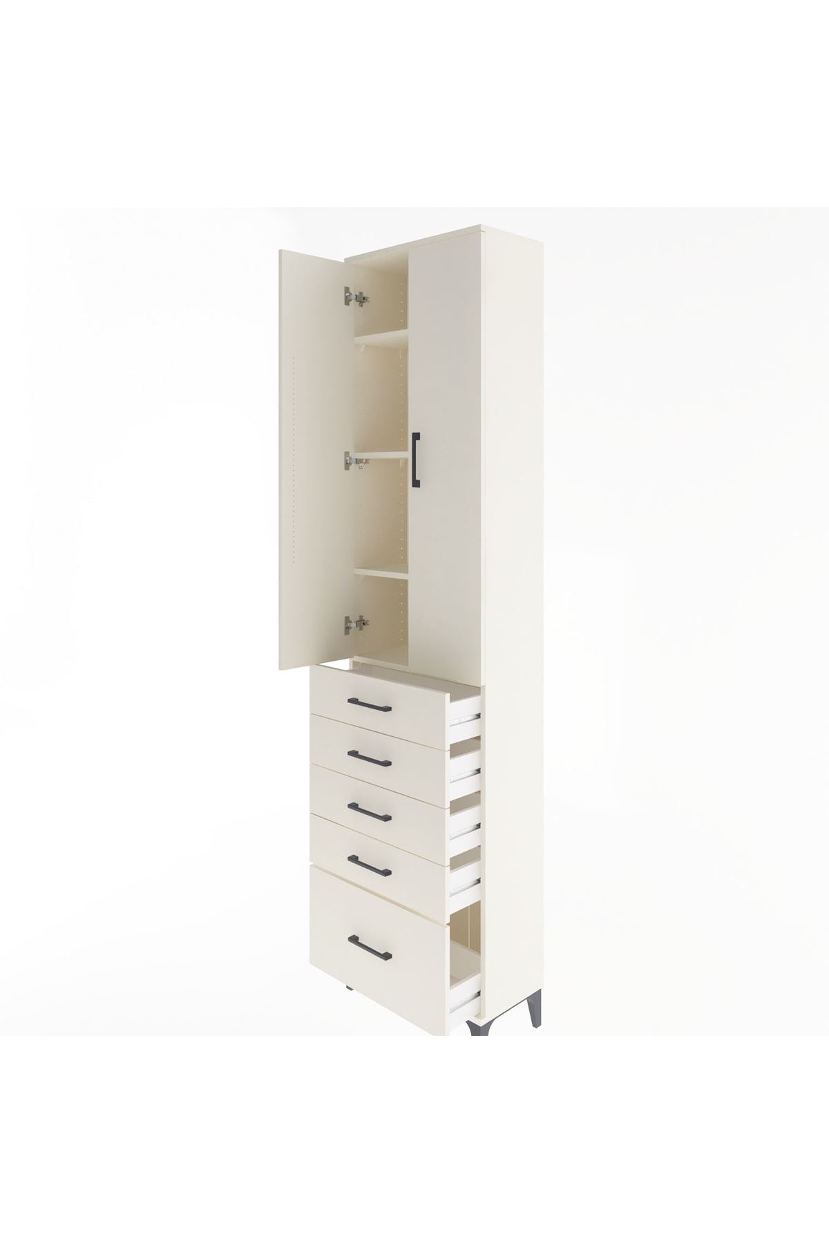 Arges Dolap 4 Raflı 5 Çekmeceli 2 Kapaklı 60x30x243 - S32M013V1A