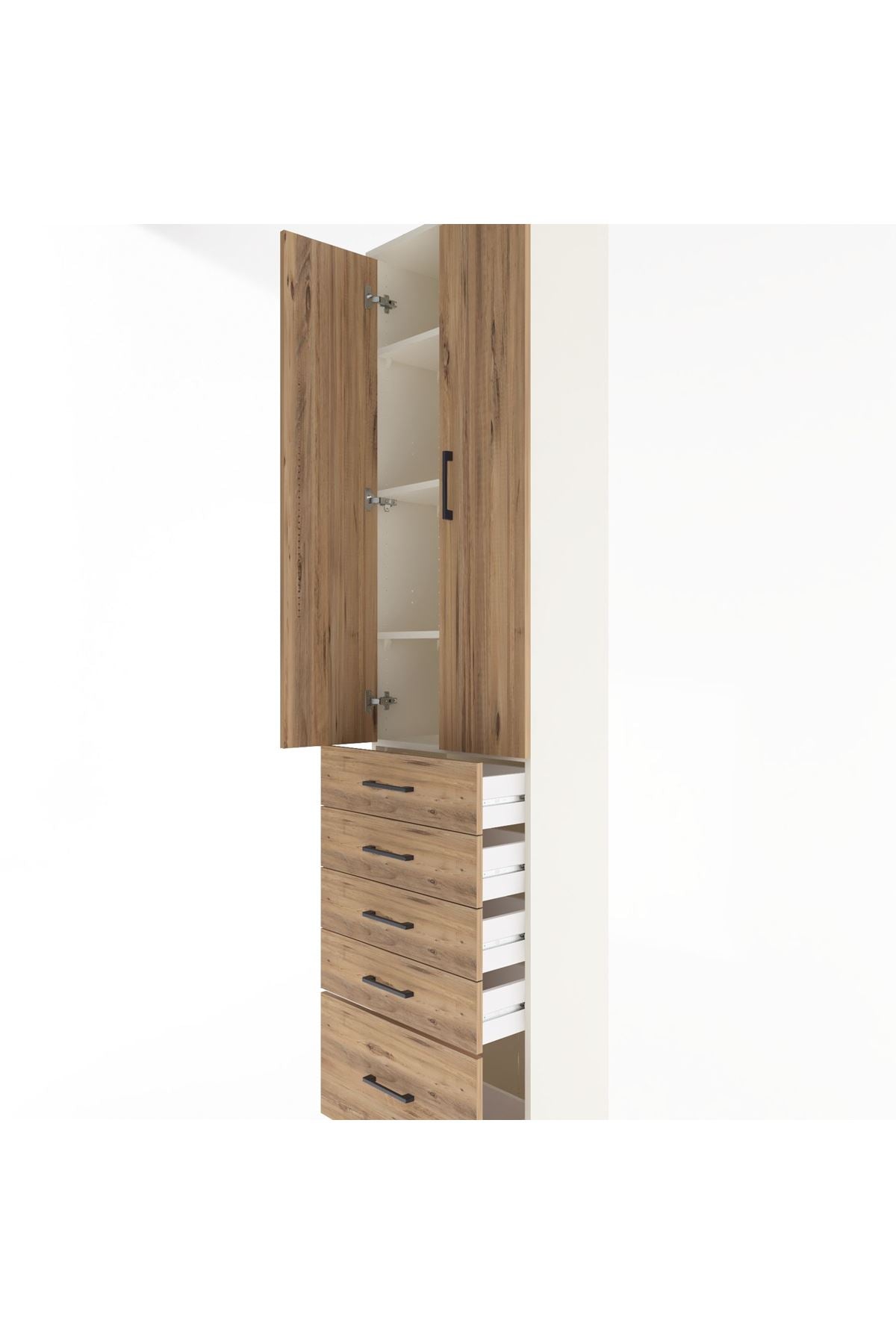 Arges Dolap 4 Raflı 5 Çekmeceli 2 Kapaklı 60x30x243 - S32M013V3A