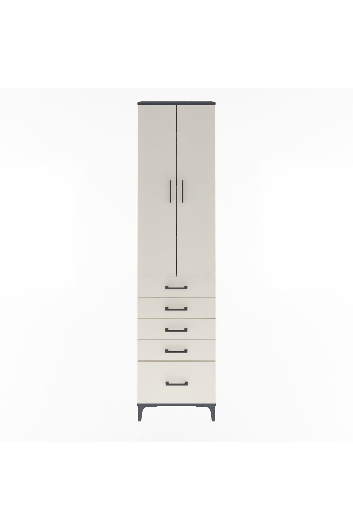 Arges Dolap 4 Raflı 5 Çekmeceli 2 Kapaklı 60x30x243 - S32M013V4A