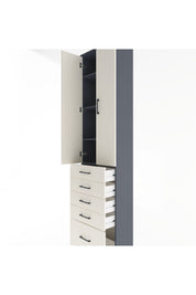 Arges Dolap 4 Raflı 5 Çekmeceli 2 Kapaklı 60x30x243 - S32M013V4A