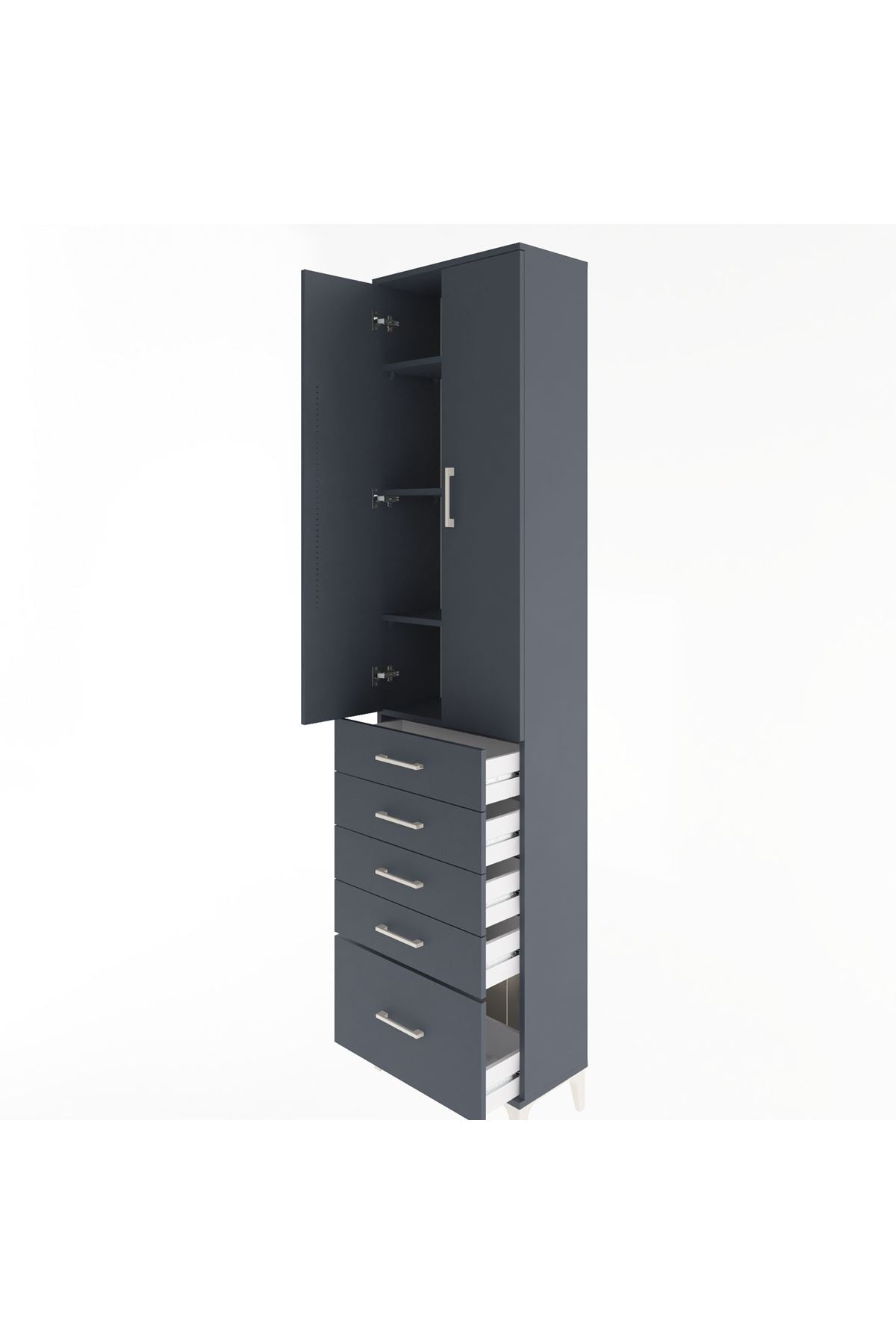 Arges Dolap 4 Raflı 5 Çekmeceli 2 Kapaklı 60x30x243 - S32M013V5A