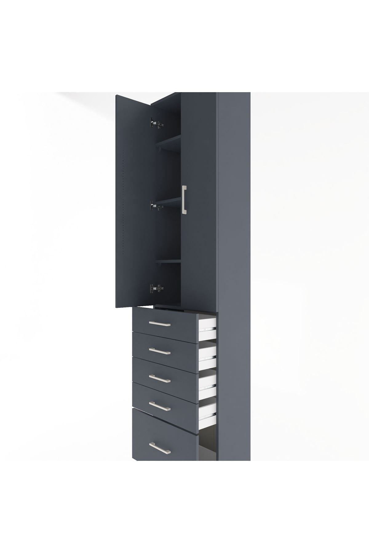 Arges Dolap 4 Raflı 5 Çekmeceli 2 Kapaklı 60x30x243 - S32M013V5A