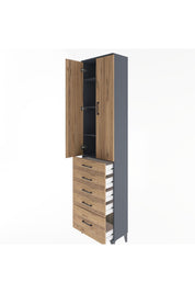 Arges Dolap 4 Raflı 5 Çekmeceli 2 Kapaklı 60x30x243 - S32M013V6A
