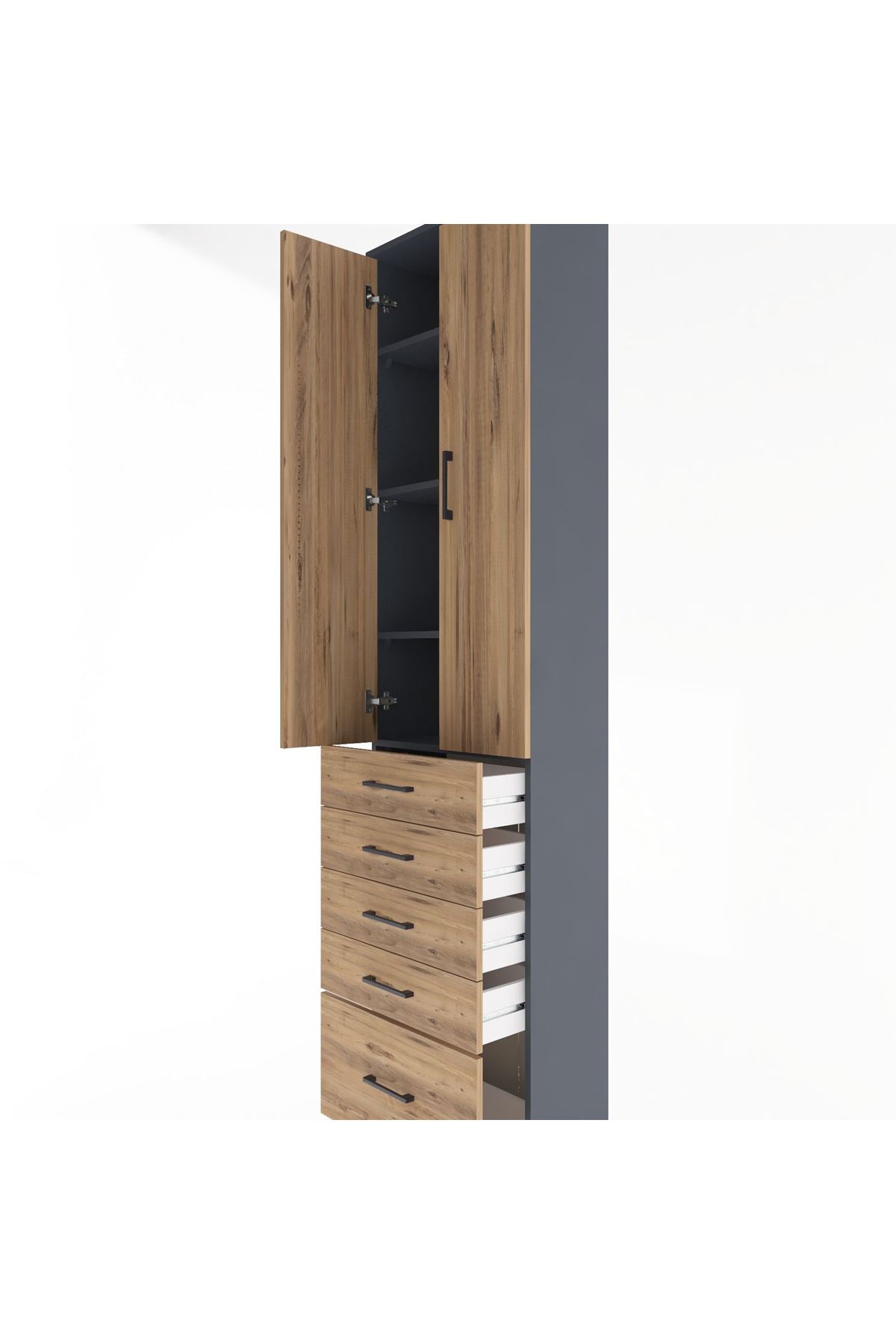 Arges Dolap 4 Raflı 5 Çekmeceli 2 Kapaklı 60x30x243 - S32M013V6A