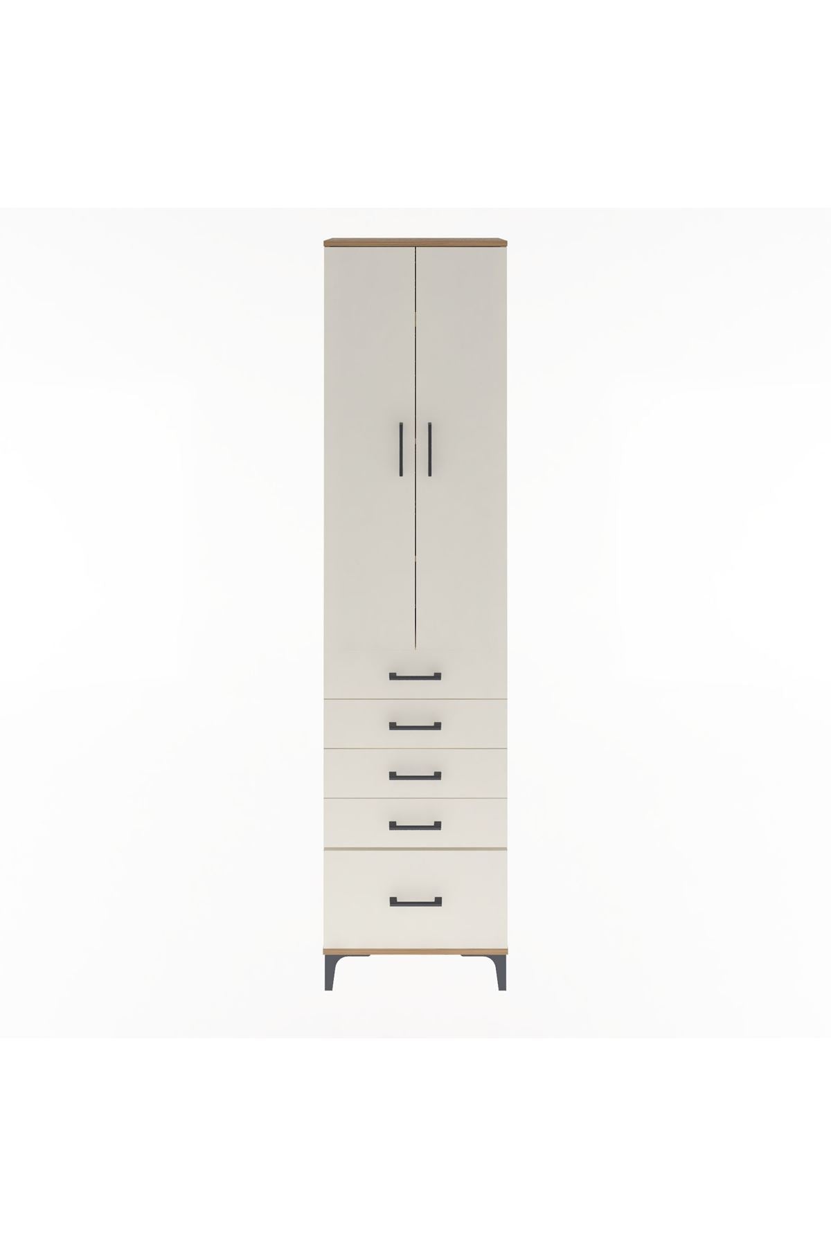 Arges Dolap 4 Raflı 5 Çekmeceli 2 Kapaklı 60x30x243 - S32M013V7A