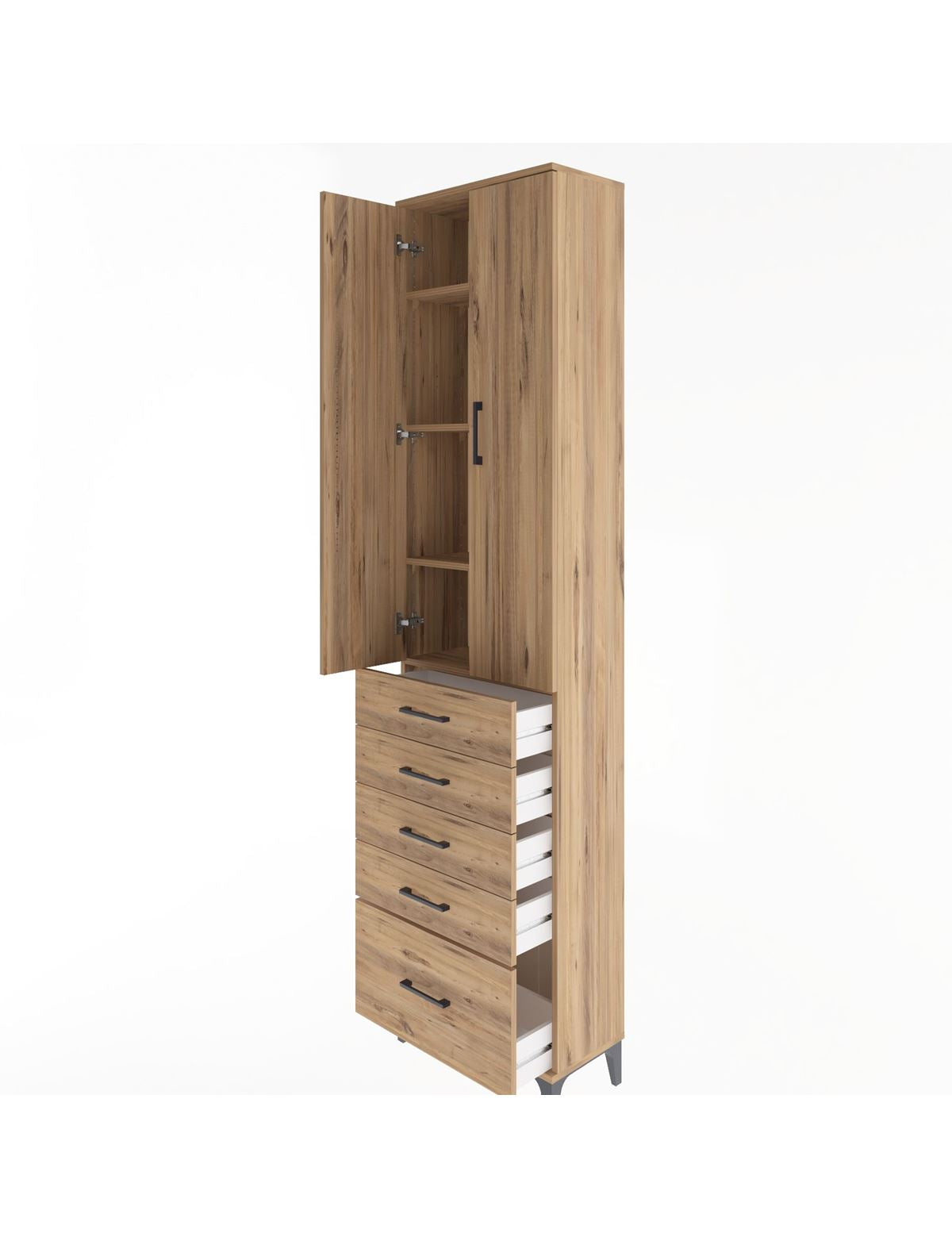 Arges Dolap 4 Raflı 5 Çekmeceli 2 Kapaklı 60x30x243 - S32M013V9A