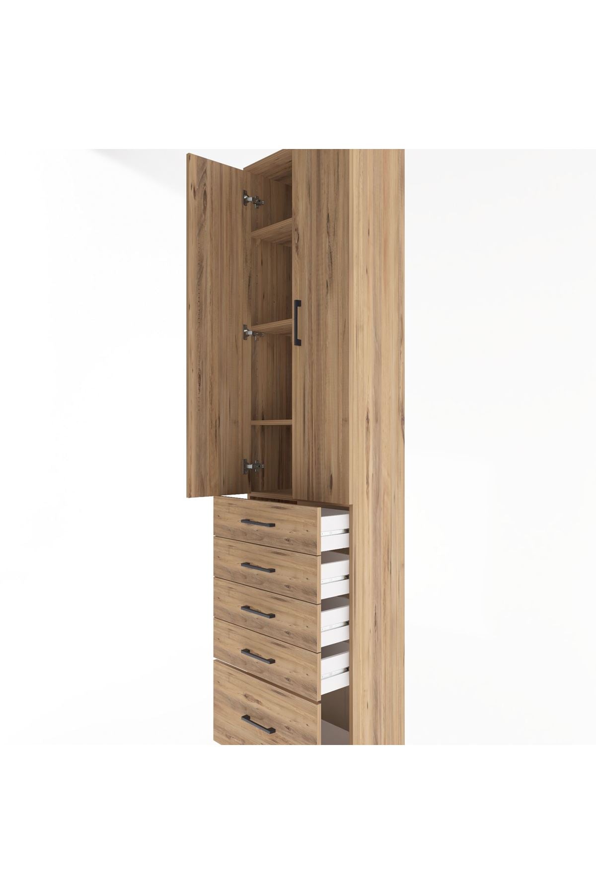 Arges Dolap 4 Raflı 5 Çekmeceli 2 Kapaklı 60x30x243 - S32M013V9A
